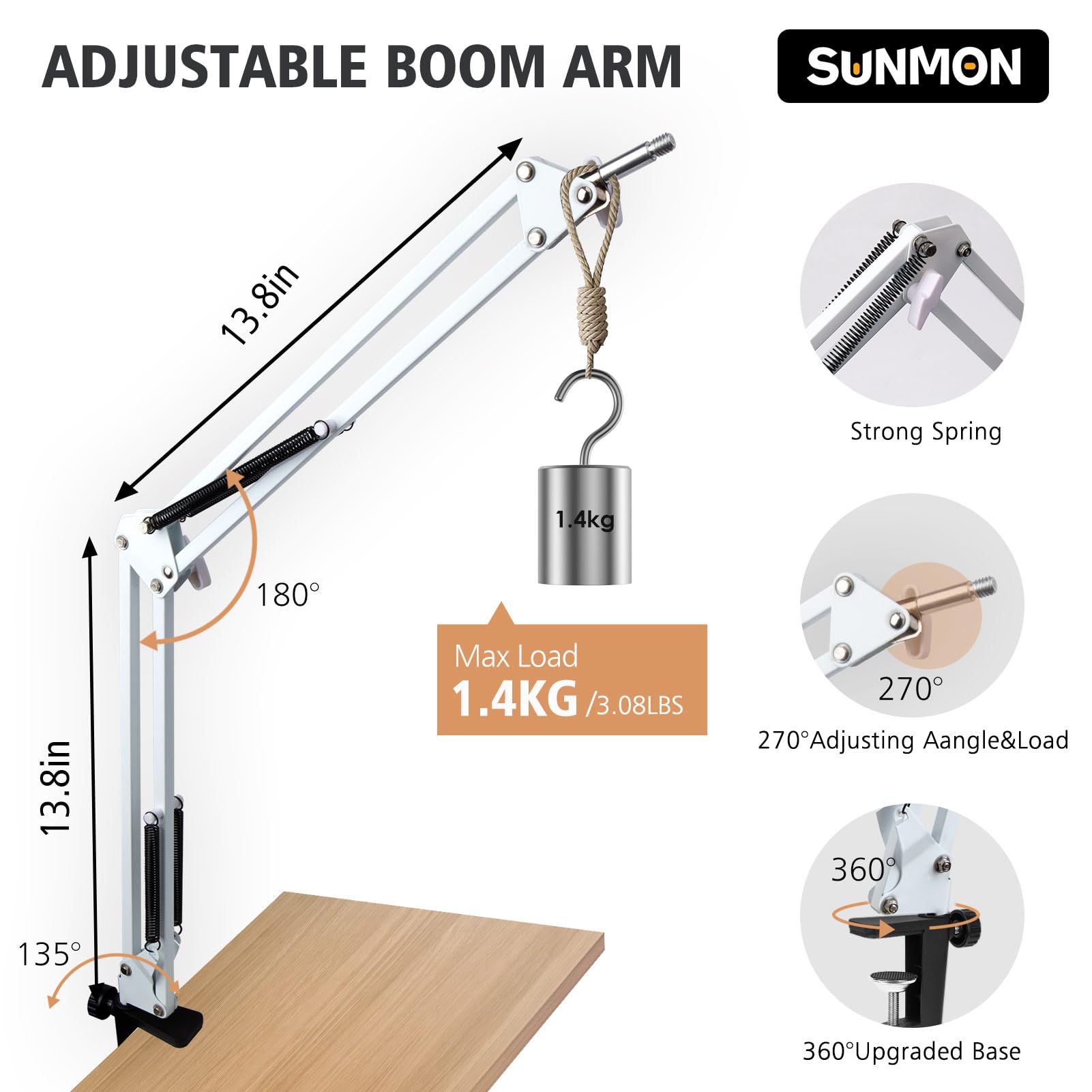 For Hyperx Solocast White Boom Arm   White Mic Arm Compatible With Hyper X Solocast, Microphone Boom Arm With Pop Filter, Improv