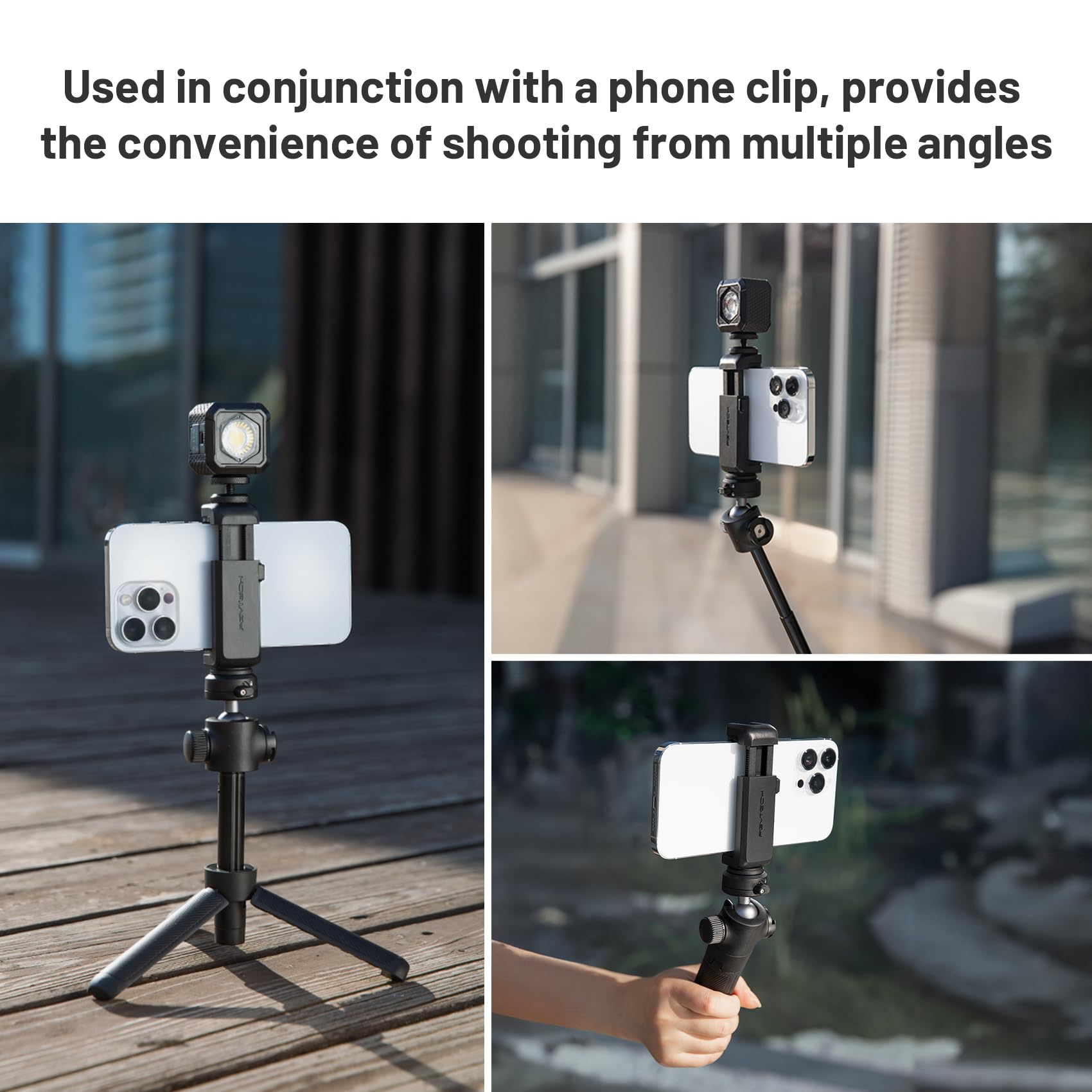 Pgytech Caplock Extension Pole Mini Tripod With Phone Clip For Dji Osmo Action 5 Pro/4/3, Selfie Stick Rod For Gopro Hero/Osmo Pocket/Insta360, Xiaoyi, Feiyu Action Cameras With 1/4' 20 Thread Adapter