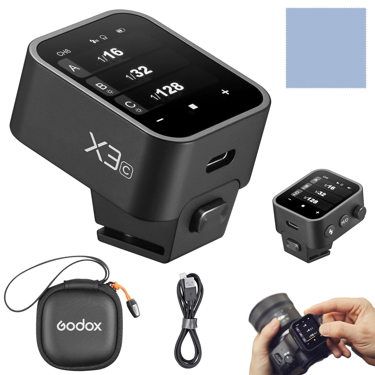 GODOX X3C 2.4G Wireless Flash Trigger Transmitter TTL Autoflash with Large OLED Touchscreen Multiple Flash Modes with USB Port 32 Channels 16 Groups Compatible with Canon Cameras
