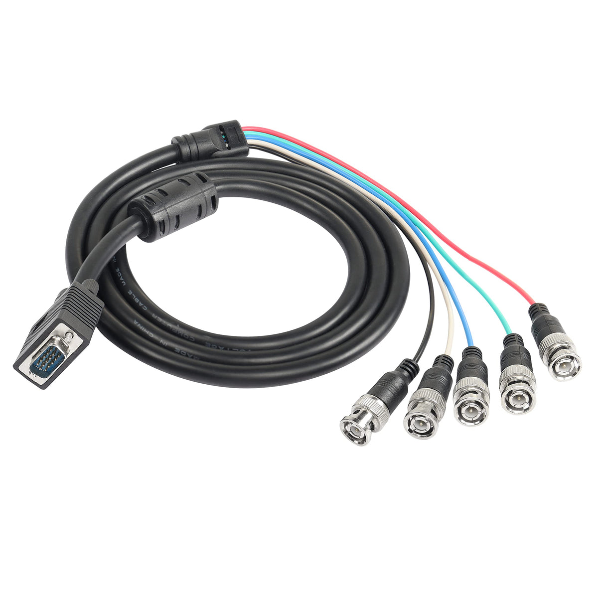 Meiriyfa Vga To Bnc Adapter Cable, Hd15 Vga To 5 Bnc Rgbhv Male Coaxial High Resolution For Hdtv Monitor Cable (Black)