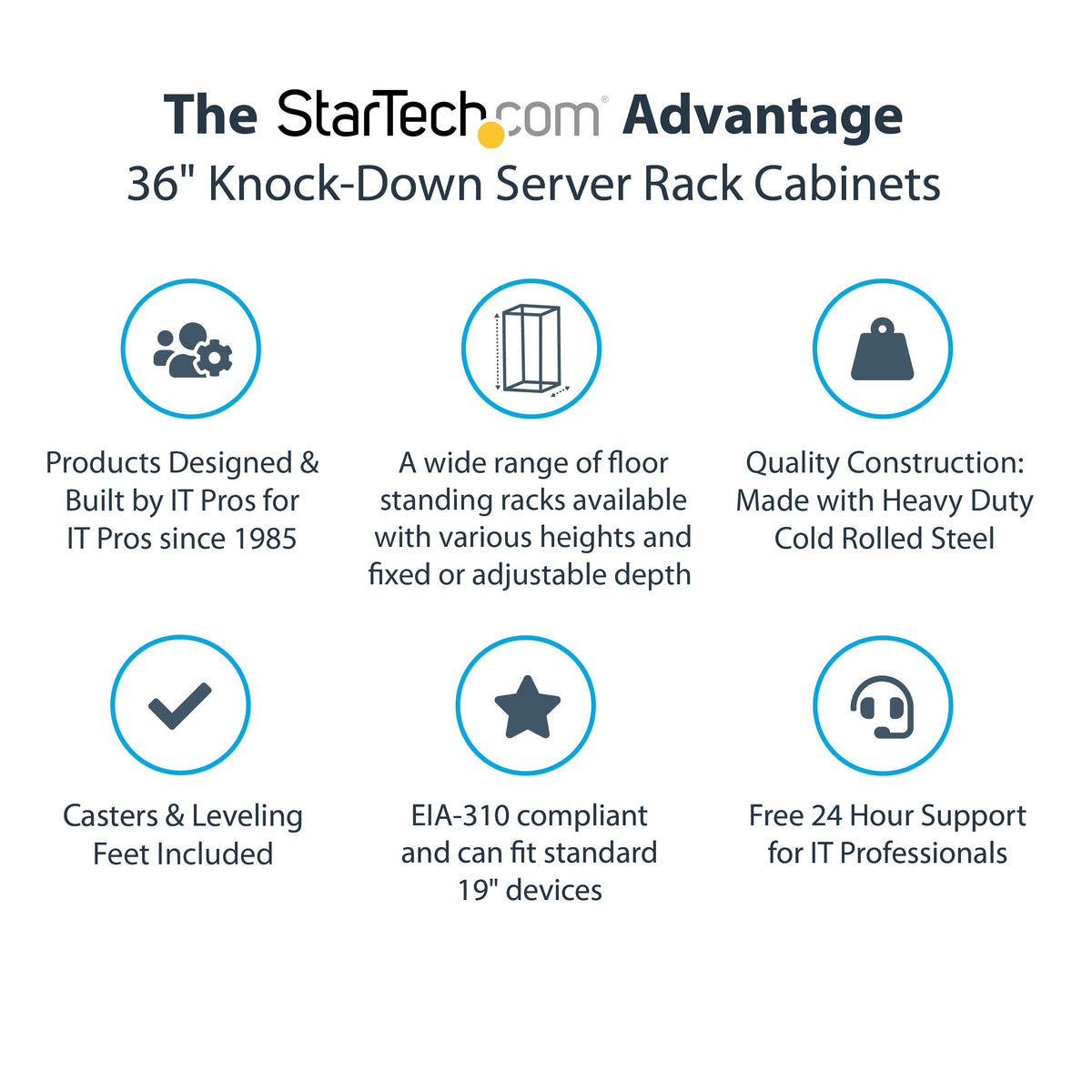 StarTech.com 4 Post 25U Server Rack Cabinet, 19' Data Rack Cabinet for ...