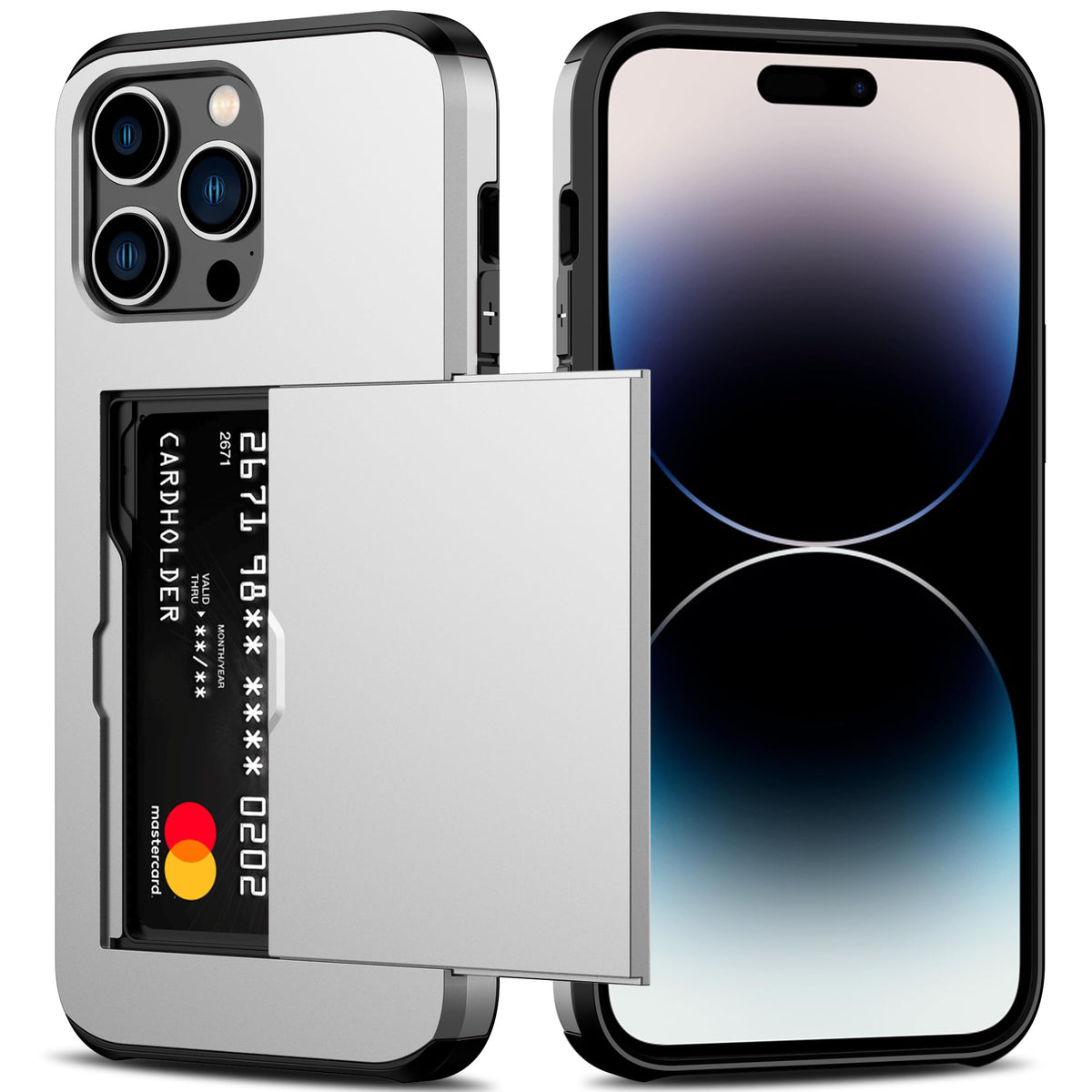 Nvollnoe For Iphone 14 Pro Max Case With Card Holder Heavy Duty Protective Dual Layer Shockproof Hidden Card Slot Slim Wallet Ca