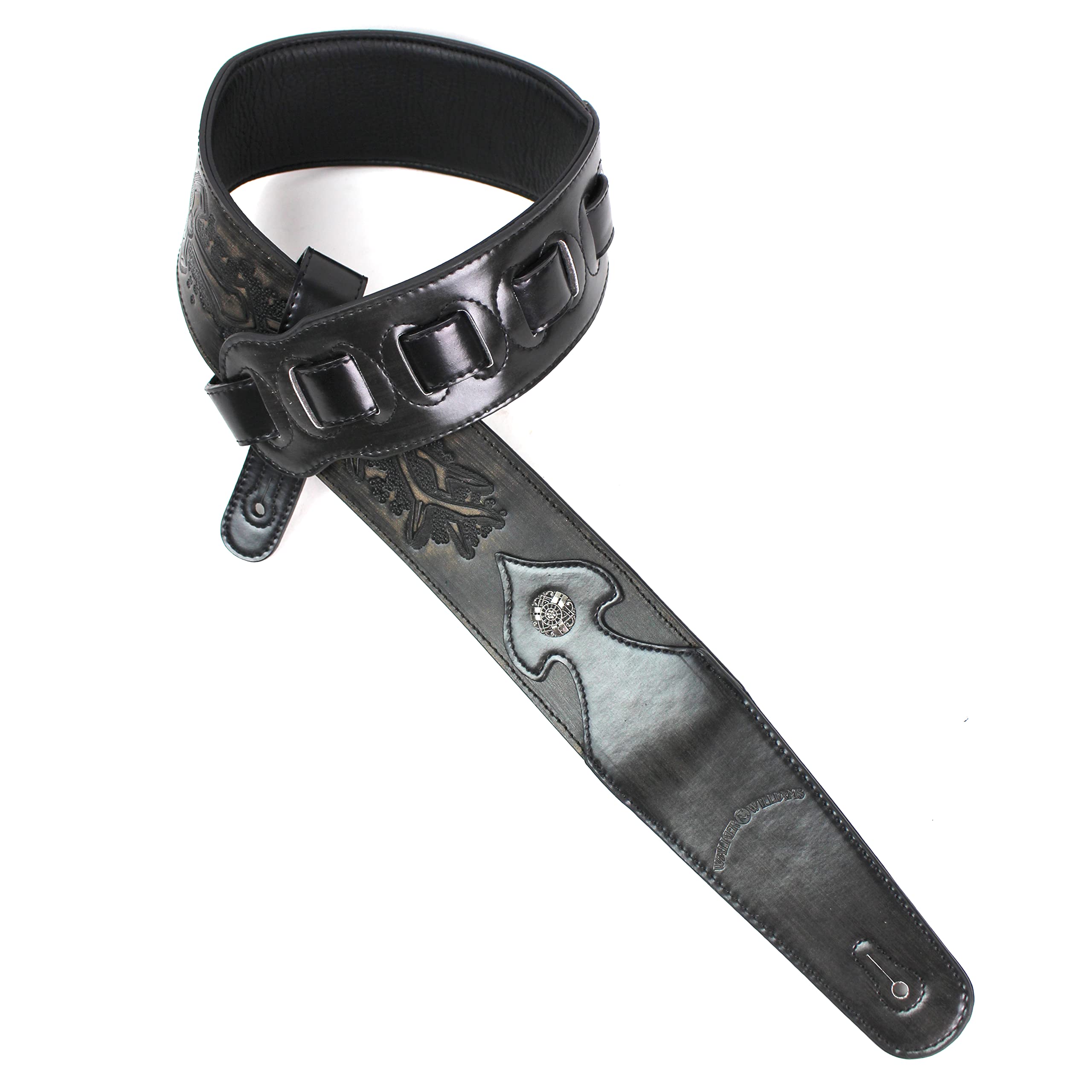 Walker & Williams Lip 04 Slate Gray Leather Strap With Cross And Thorns Tooling