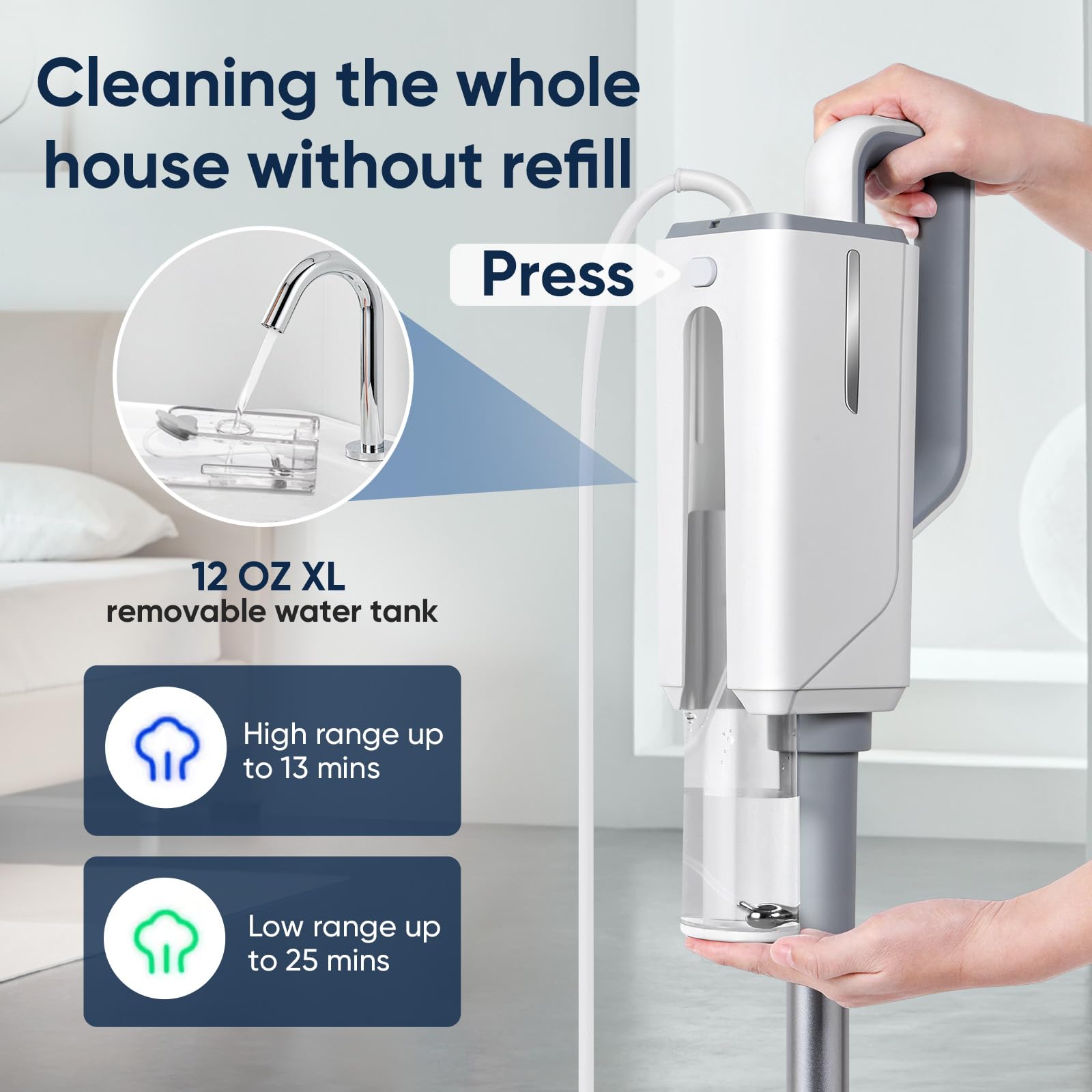 Seyola Steam Mop For Floor Cleaning, Steam Cleaner For Home With Handheld 6-In-1 Multi-Function Attachments For Hardwood Floors,