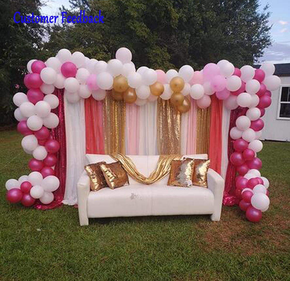 Lqiao Sequin Backdrop 8Ftx2Ft Fuchsia Curtain Panels Sequin Fabric Photography Background Wedding Photo Booth Backdrop Birthday