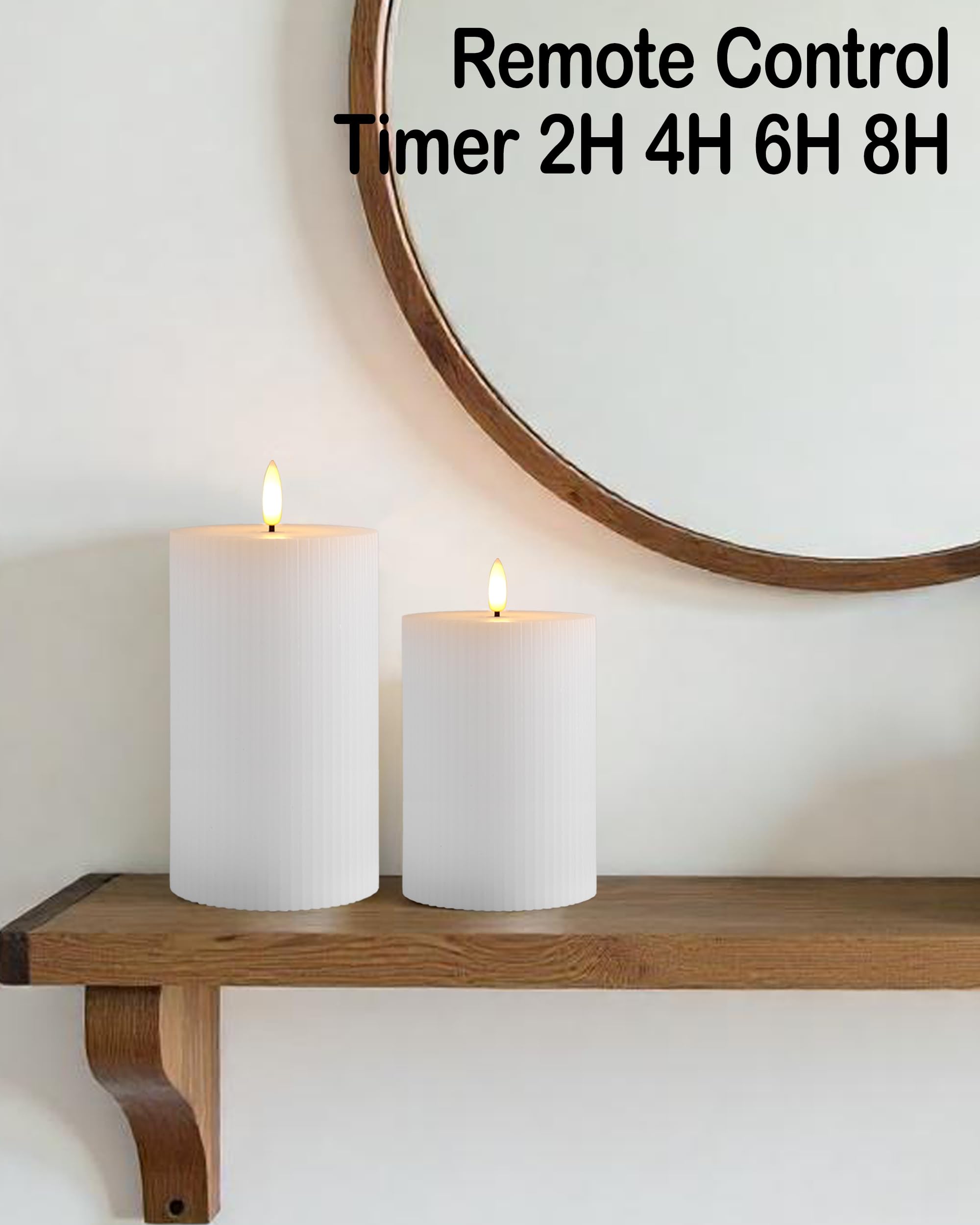 Gmnee 3''X4'' White Flameless Led Candles   Remote Control & Timer, Set Of 3 Large Real Wax Pillar Flickering Battery Candles Fo