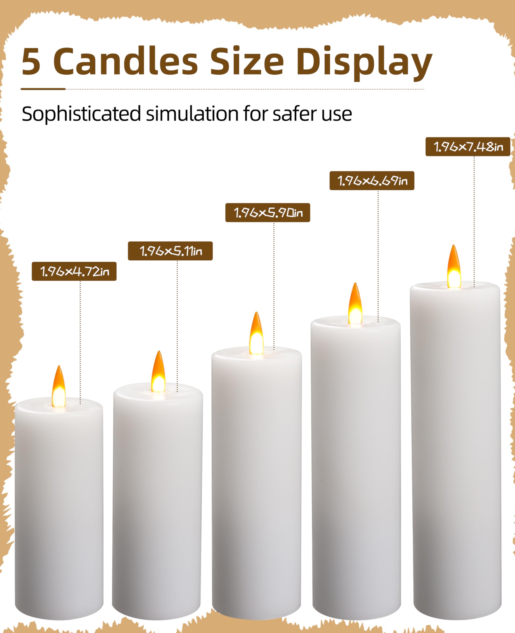 Auemaniliy Flameless Led Candle With Remote Control, 3D Dancing Flame Flickering Candle, Battery Powered Candle, Minimalist Home