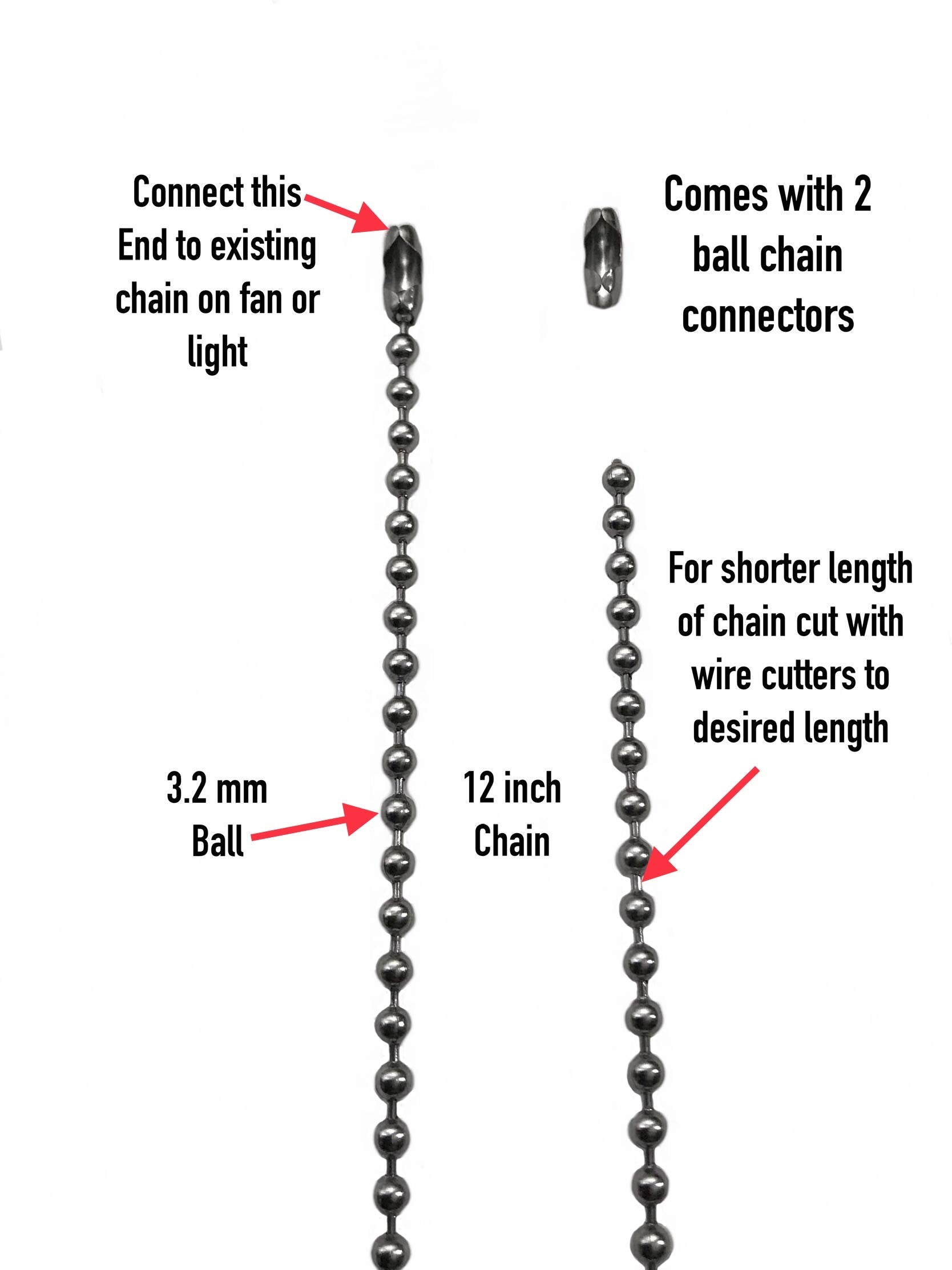 Small & Bit Larger Sea Turtle Fan Light Pull Chain Replacement Set Silver Tone