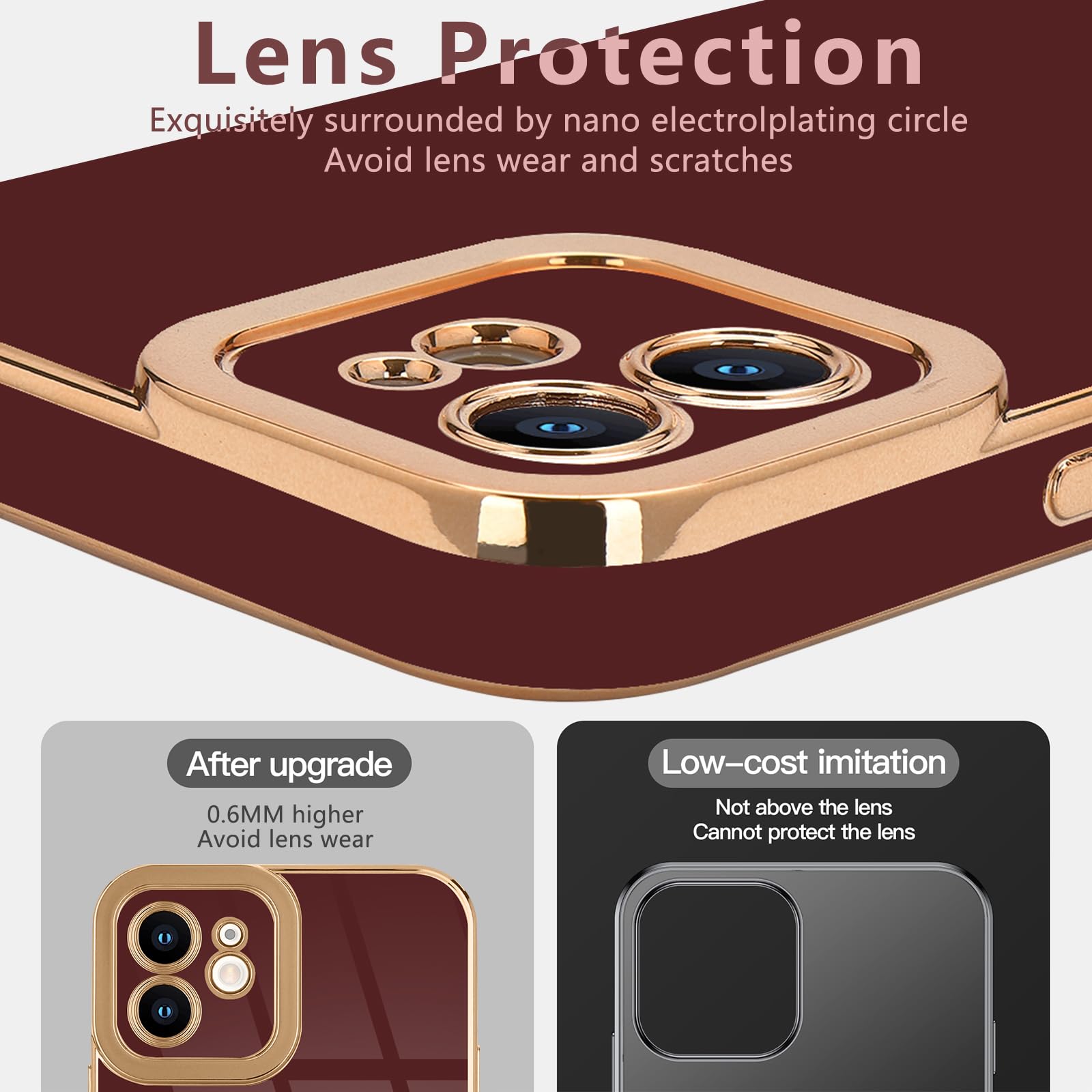 Lafunda Designed For Iphone 11 Case Cute, Luxury Plating Case For Women Girls Elegant Gold Edge Soft Tpu Bumper Cover With Camer