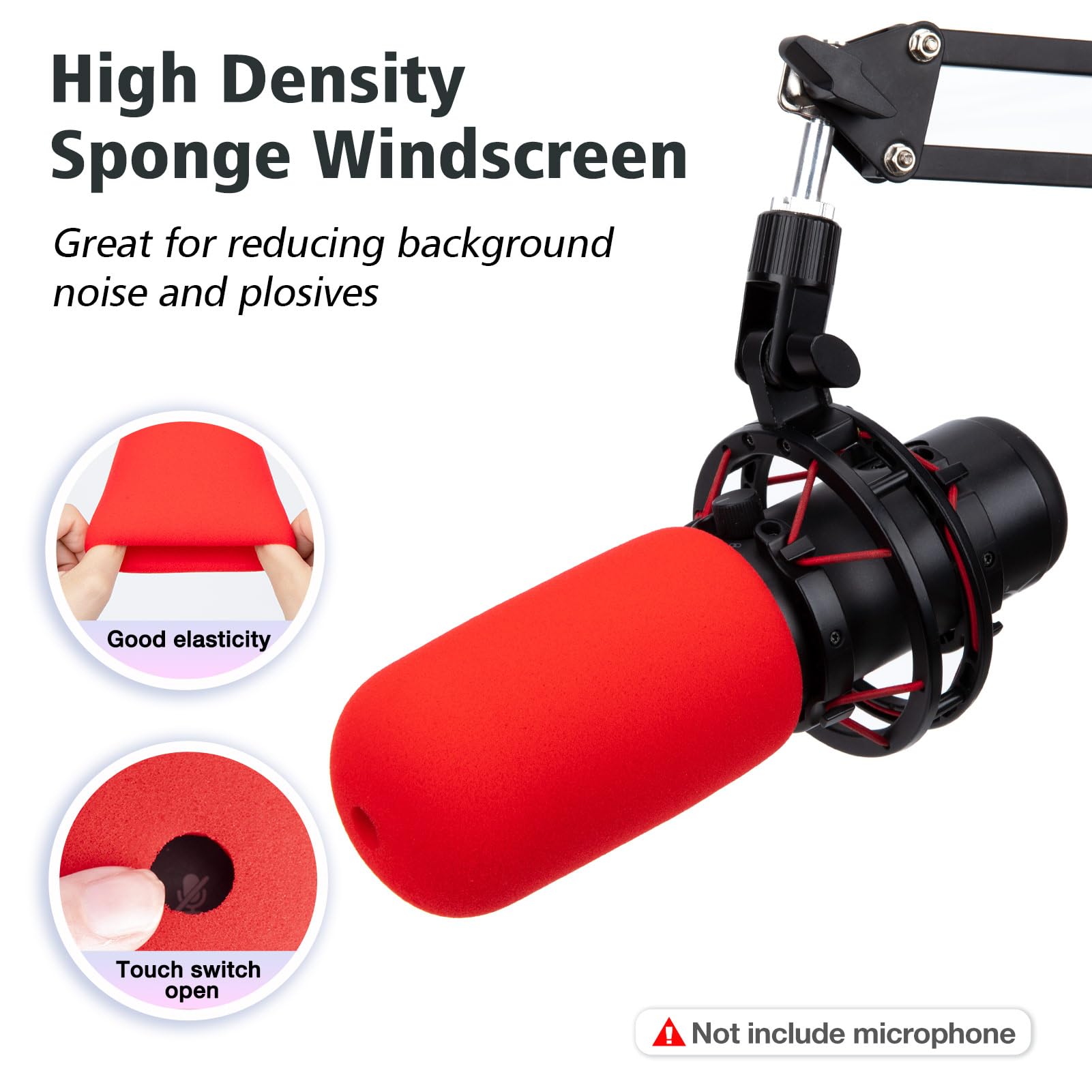 Sunmon Red Pop Filter For Hyperx Quadcast   Microphone Cover Foam Noise Reduction, Hyper X Pop Filter Improved Sound Quality, Mi