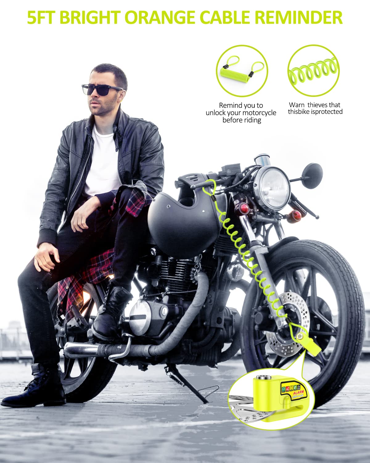 Onvian Motorcycle Disc Brake Lock With 110Db Alarm, Waterproof Motorcycle Locks Anti Theft For 6.7Mm Motorcycle Brake Helmet Sco