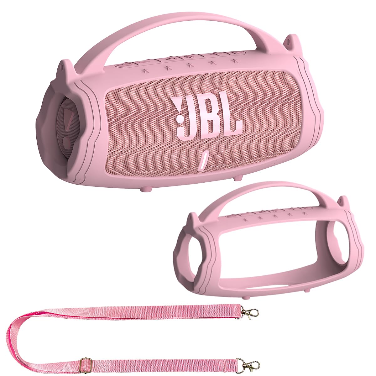 Silicone Cover Case For Jbl Charge 5 Portable Bluetooth Speaker, Protective Skin Holder For Jbl Charge 5 Speaker Accessories (Pink Case, Not Fit Wi Fi Version)
