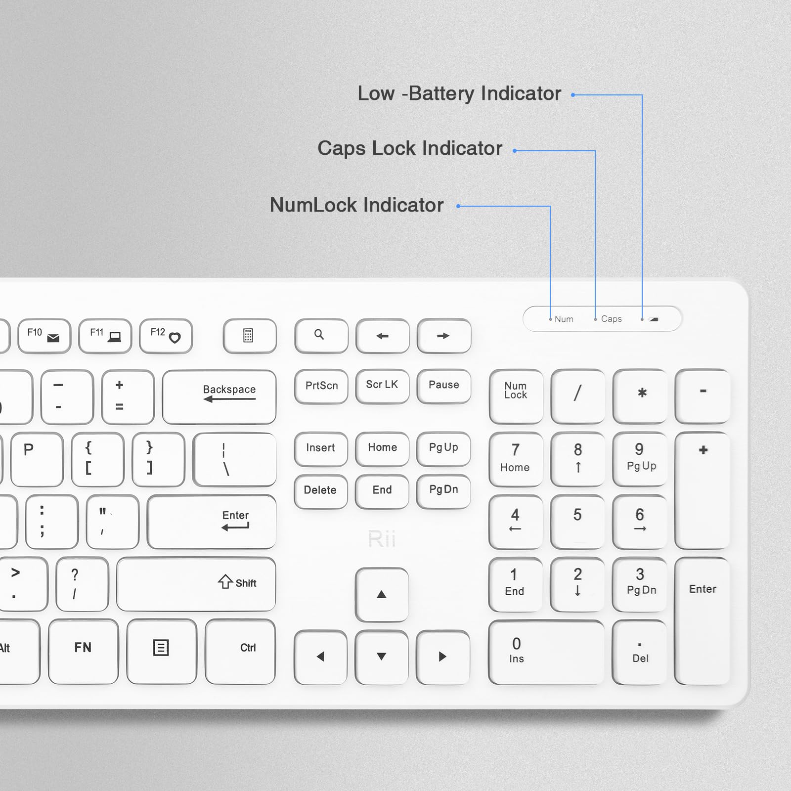 Wireless Keyboard And Mouse Combo - Rii Standard Office Pc Keyboard And Optical Wireless Mice (White)