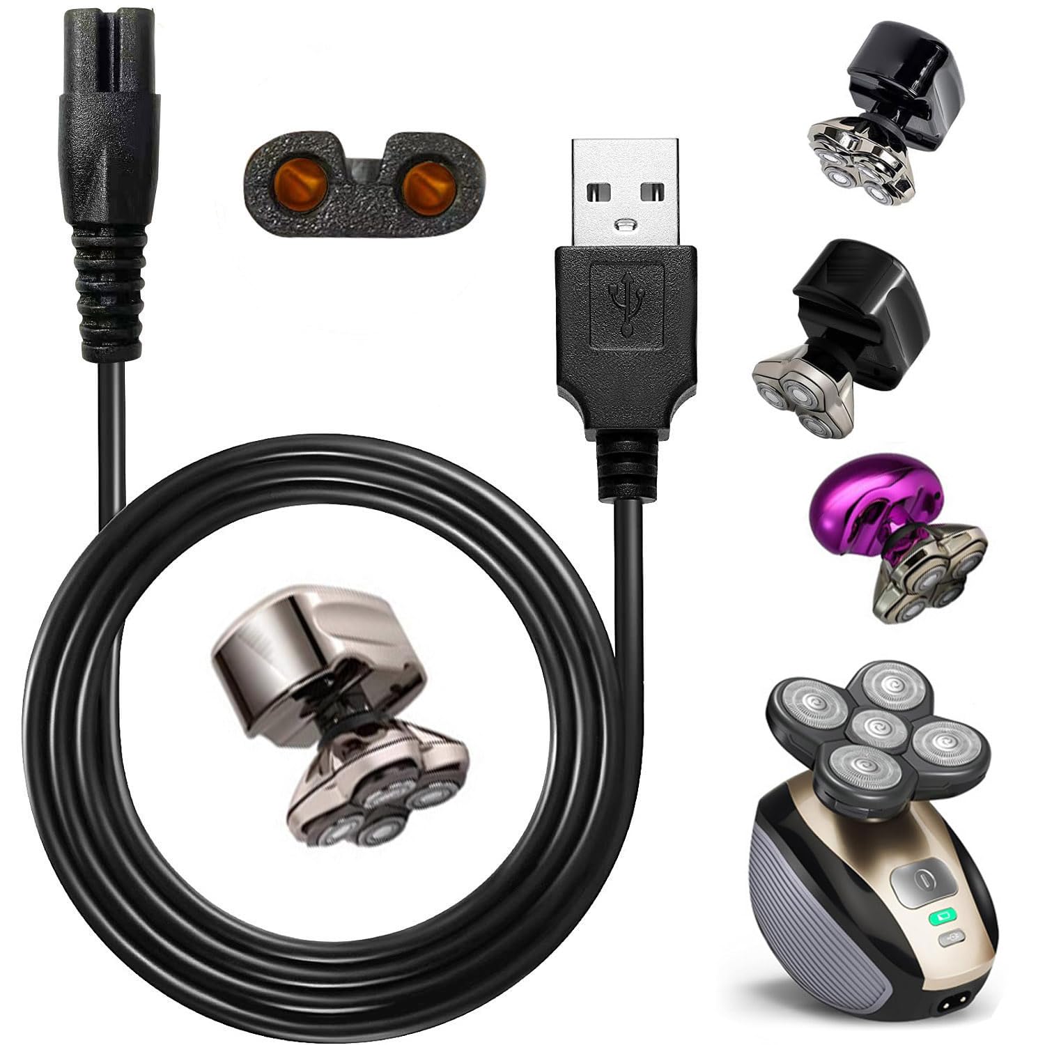 Wahfox Universal Head Shaver Charger Cord Usb Cable Compatible With Skull Shaver Pitbull And Mainstream Shaver Brands(Usb Charge