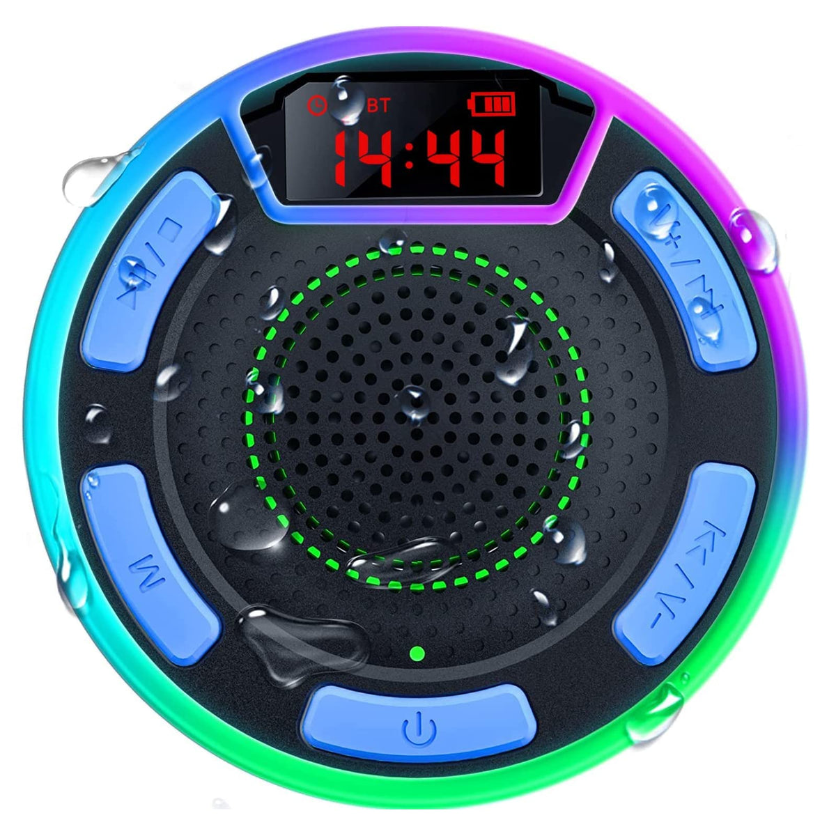 Bluetooth Speakers, Duoten Ipx7 Waterproof Wireless Portable Bluetooth Speakers W/Led Display, Fm Radio, Suction Cup, Light Show