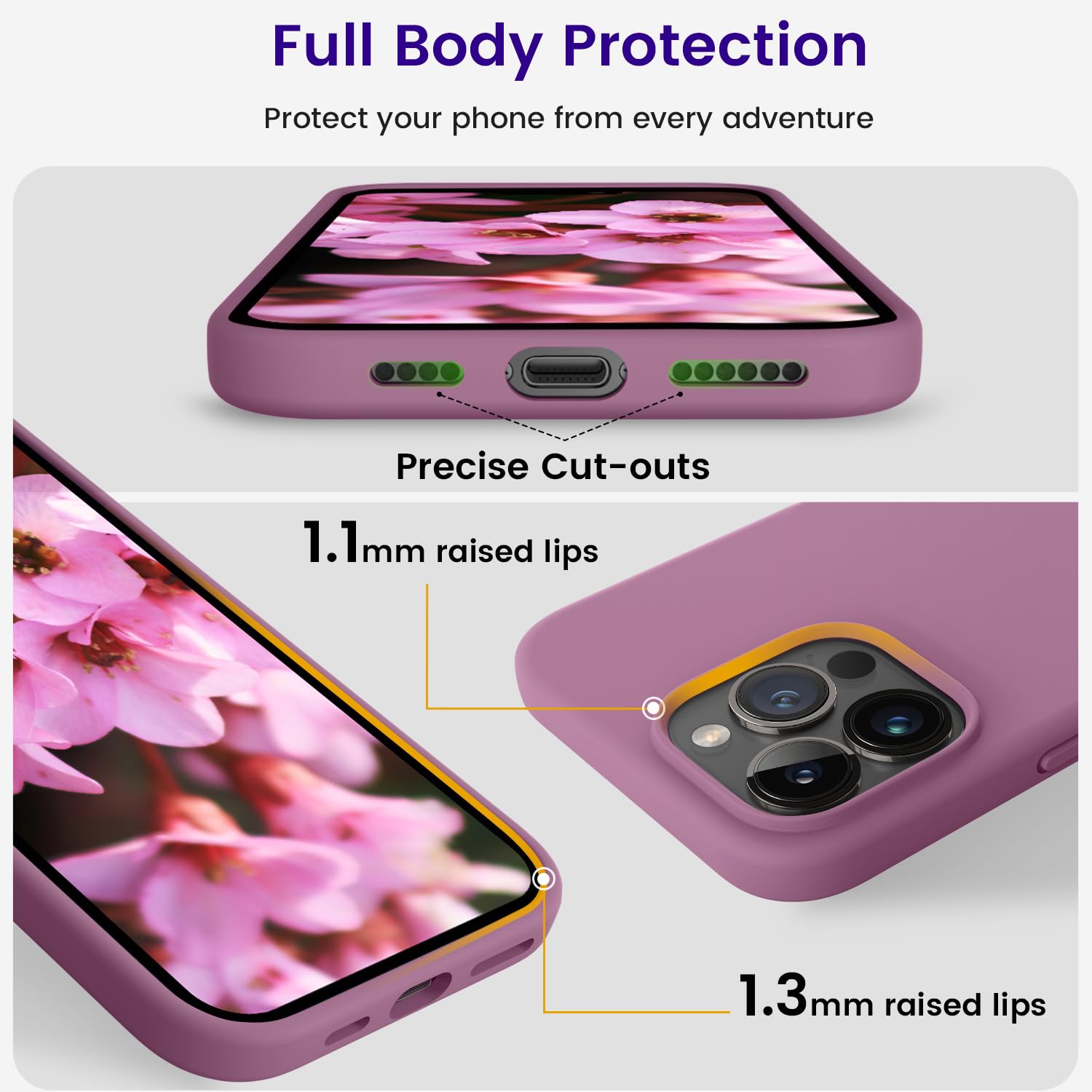 Otofly Compatible With Iphone 15 Pro Max Case, Silicone Shockproof Slim Thin Phone Case For Iphone 15 Pro Max (6.7 Inch), (Lilac