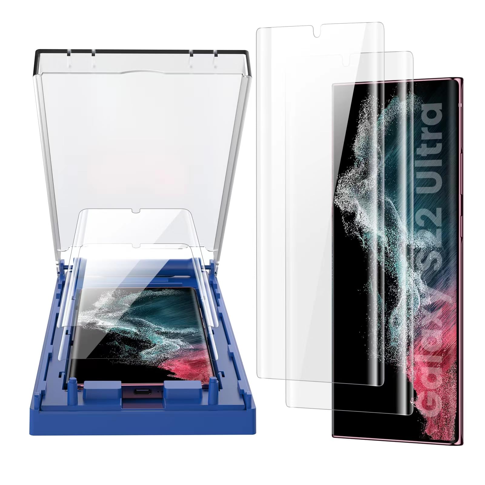 Mohave 2 Pack [Auto Alignment/Dust Removal] Screen Protector For Samsung Galaxy S22 Ultra 5G 6.8?, 3D Curved Hd Clear Film, 7H H