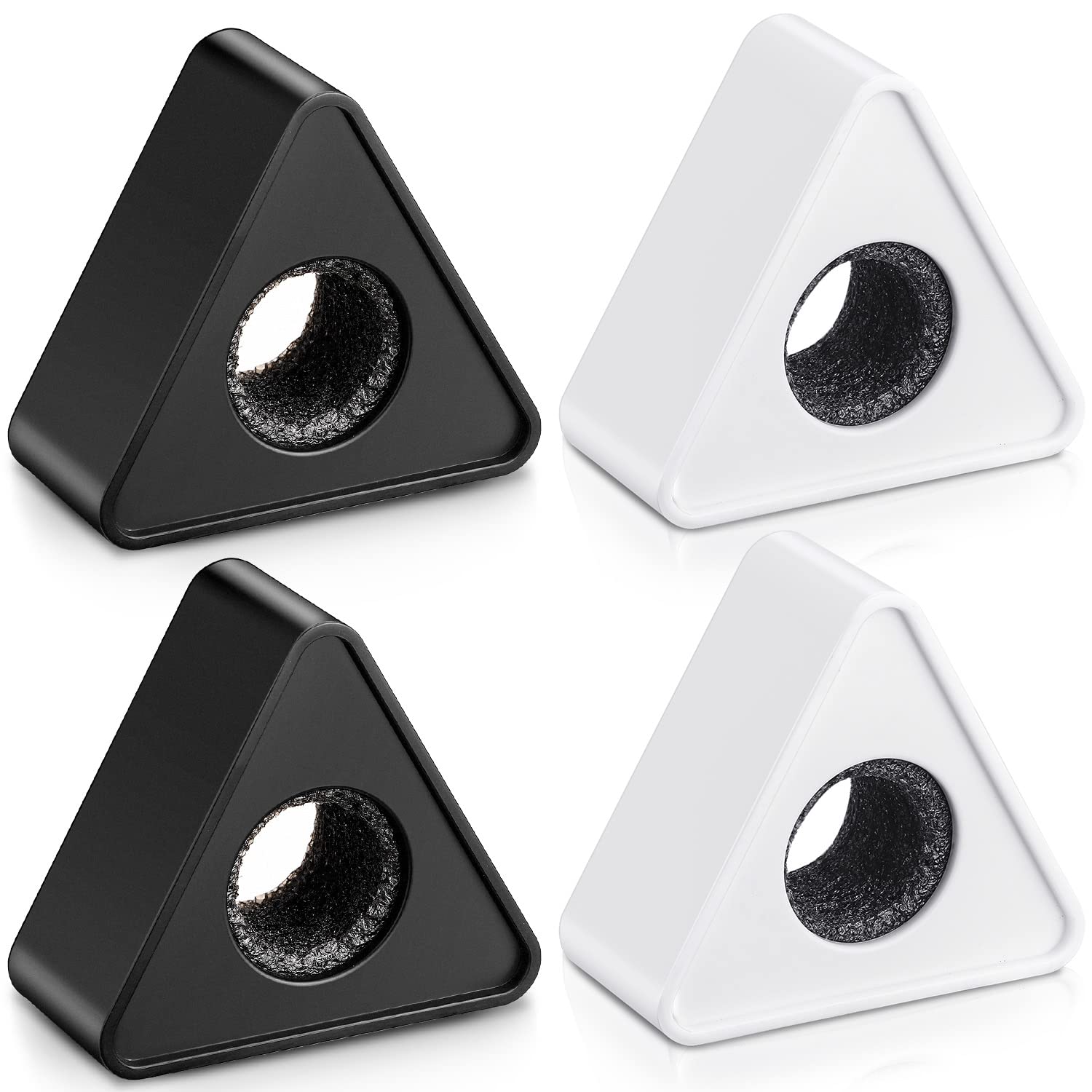 Facmogu 4Pcs Black & White Triangular Microphone Stands, Abs Material Microphone Logo Custom Flag With Foam, Microphone Triangular Interview Logo Flag Station For Stage Karaoke Handheld Microphone