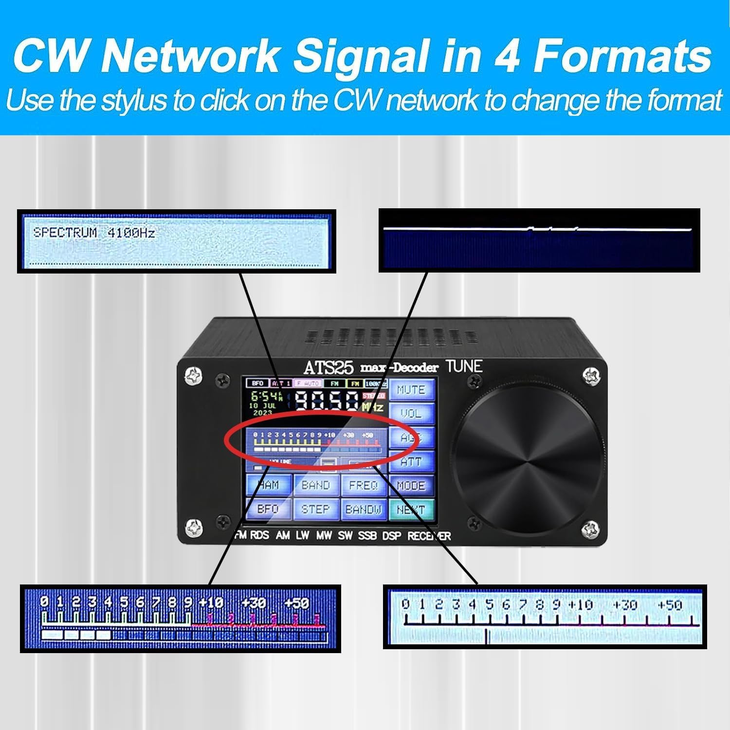 Si4732 Ats 25 Max Decoder Radio Receiver,Version 4.17 Adds Cw, Rtty Decoding Function, Wifi Function, Four Audio Spectrum, Dsp R