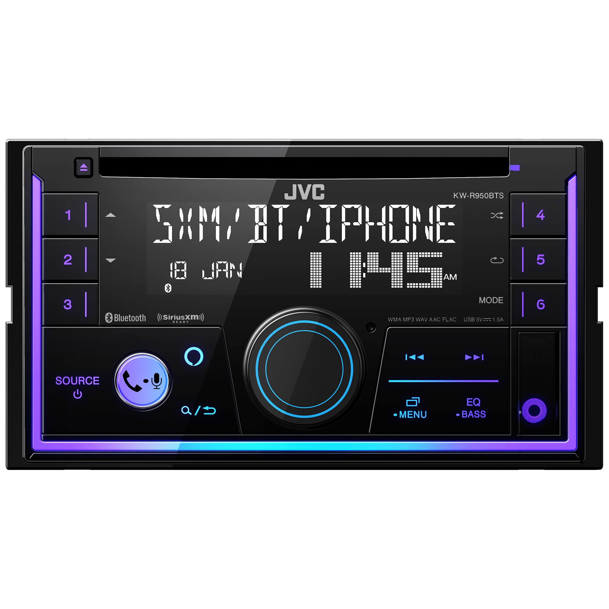 Jvc Kw R950Bts Bluetooth Car Stereo Receiver With Usb Port   Lcd Display   Am/Fm Radio   Mp3 Player   Double Din   13 Band Eq (B