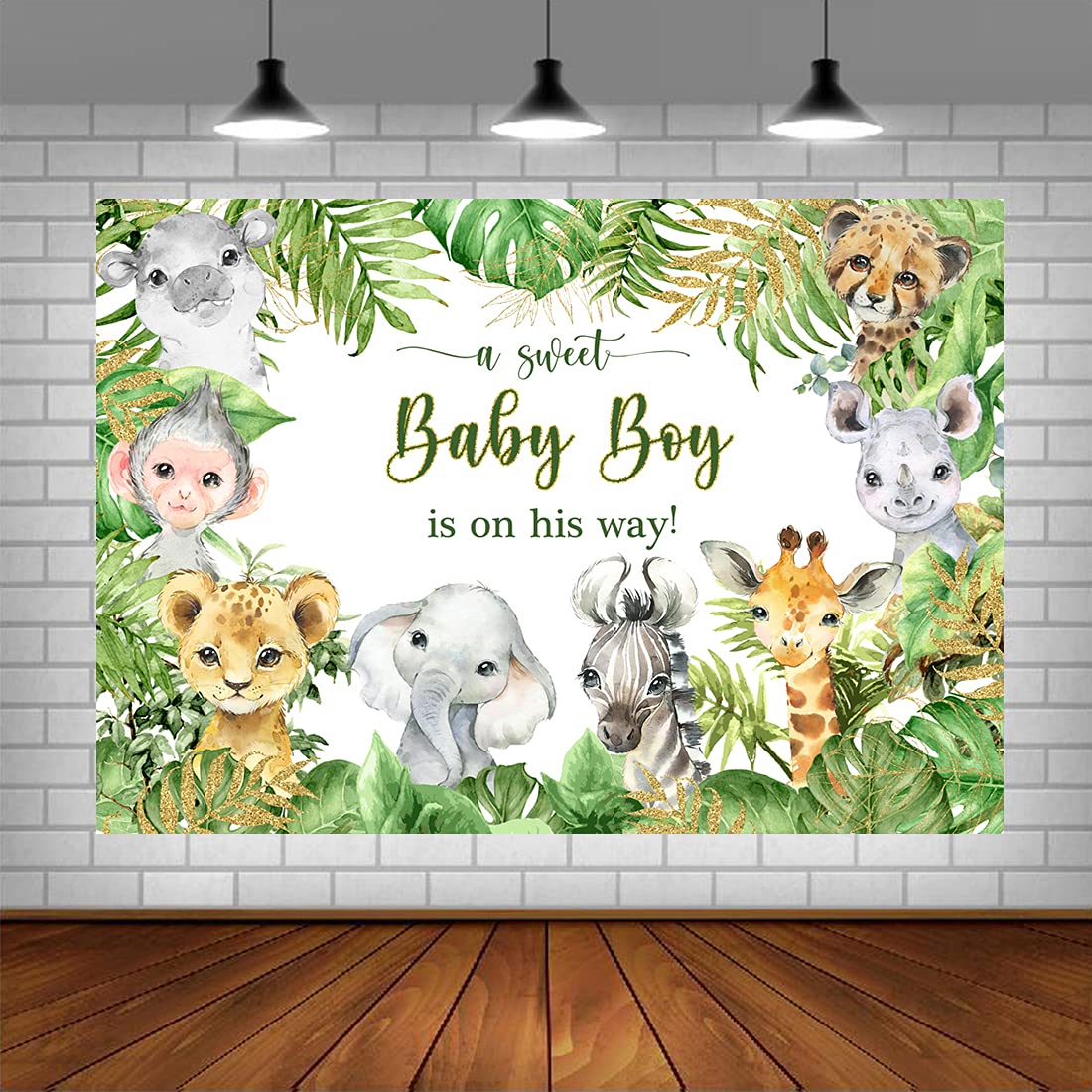 Lofaris Safari Animals Baby Shower Backdrop Jungle Theme Baby Shower Party Background Newborn Baby A Sweet Boy Is On His Way Par