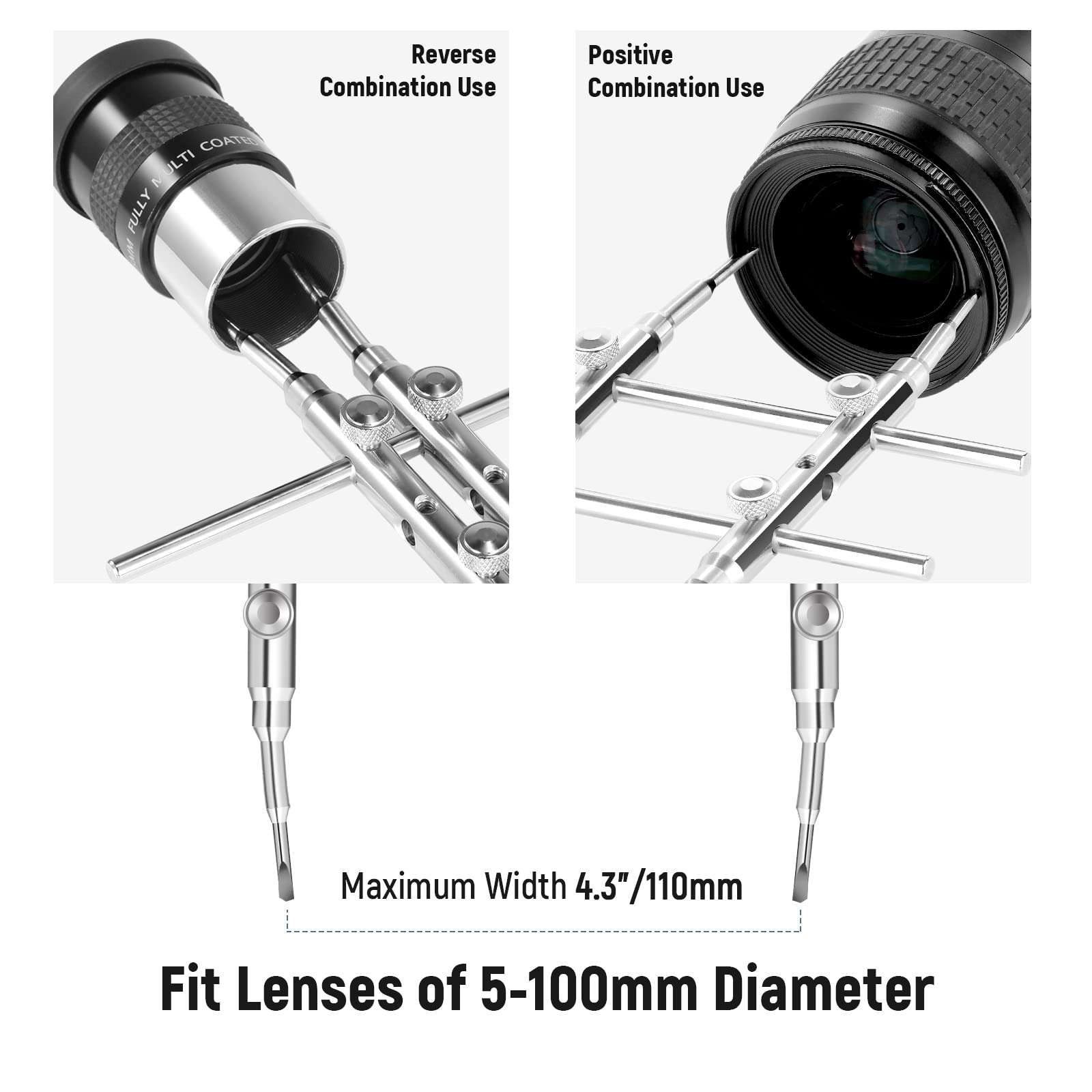 Neewer Stainless Steel Lens Spanner Wrench, Professional Curved Double Sided Pointy/Flat Tips Lens Removal Tool With Four Screws