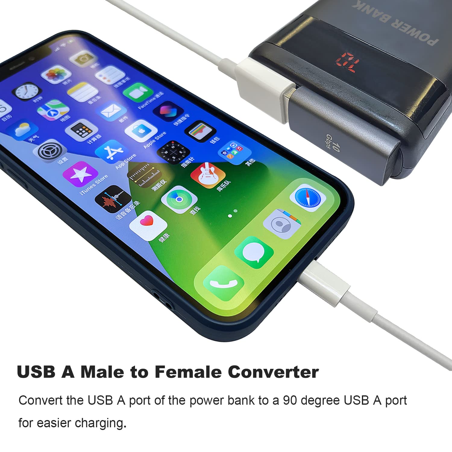 Areme 90 Degree Usb 3.1 Adapter 2 Pack, Left And Right Angle Usb A Male To Female Converter Extender For Pc, Laptop, Usb A Charg