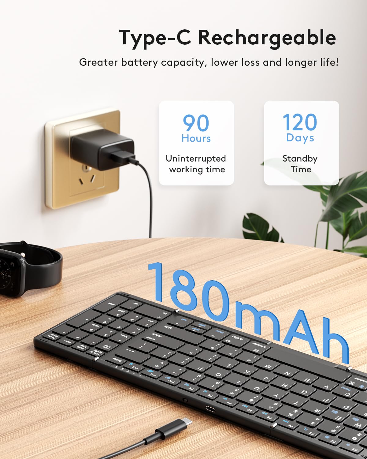 Foldable Bluetooth Keyboard With Numeric Keypad, Samsers Full-Size Wireless Folding Keyboard With Pu Leather, Portable Travel Ke