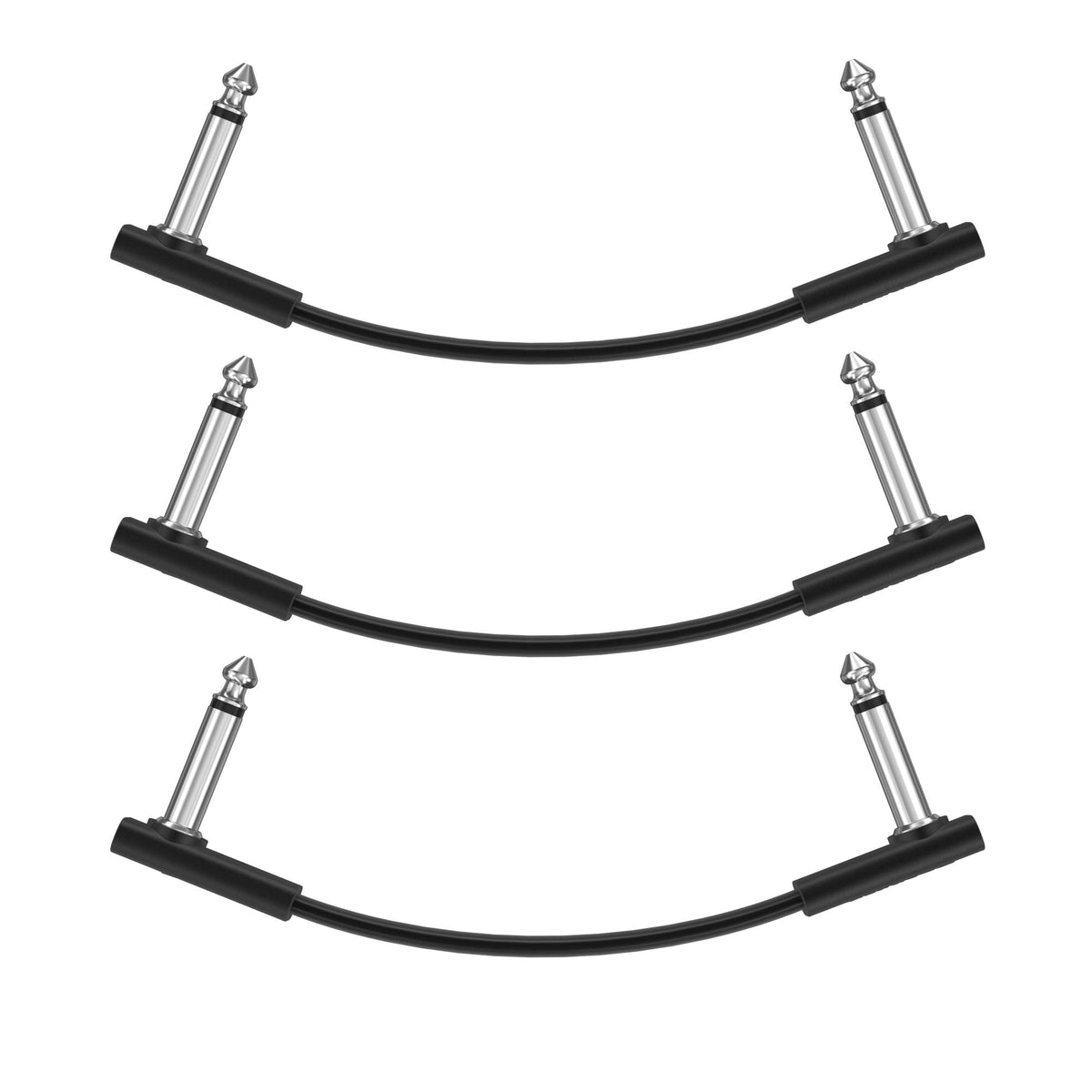 Donner Flat Patch Cables For Guitar Effect Pedal 6 Inch Save Space Clear Sound 1/4'' Ts Right Angle 3 Packs