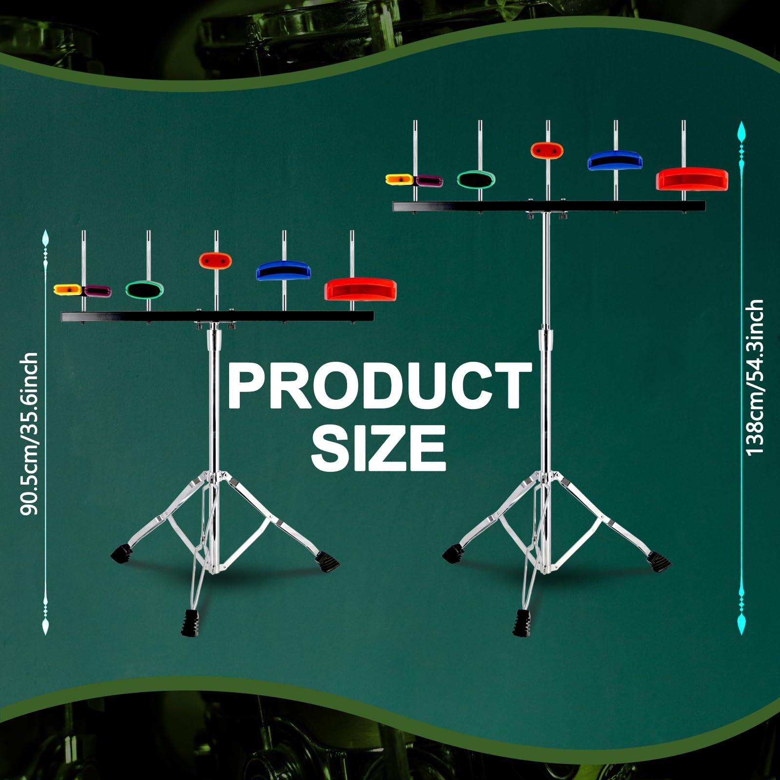 Ranming Jam Block Set Jam Block Percussion Stand Triangular Double Brace Design Plastic Cowbell Stand, With Plastic Jam Blcok Se