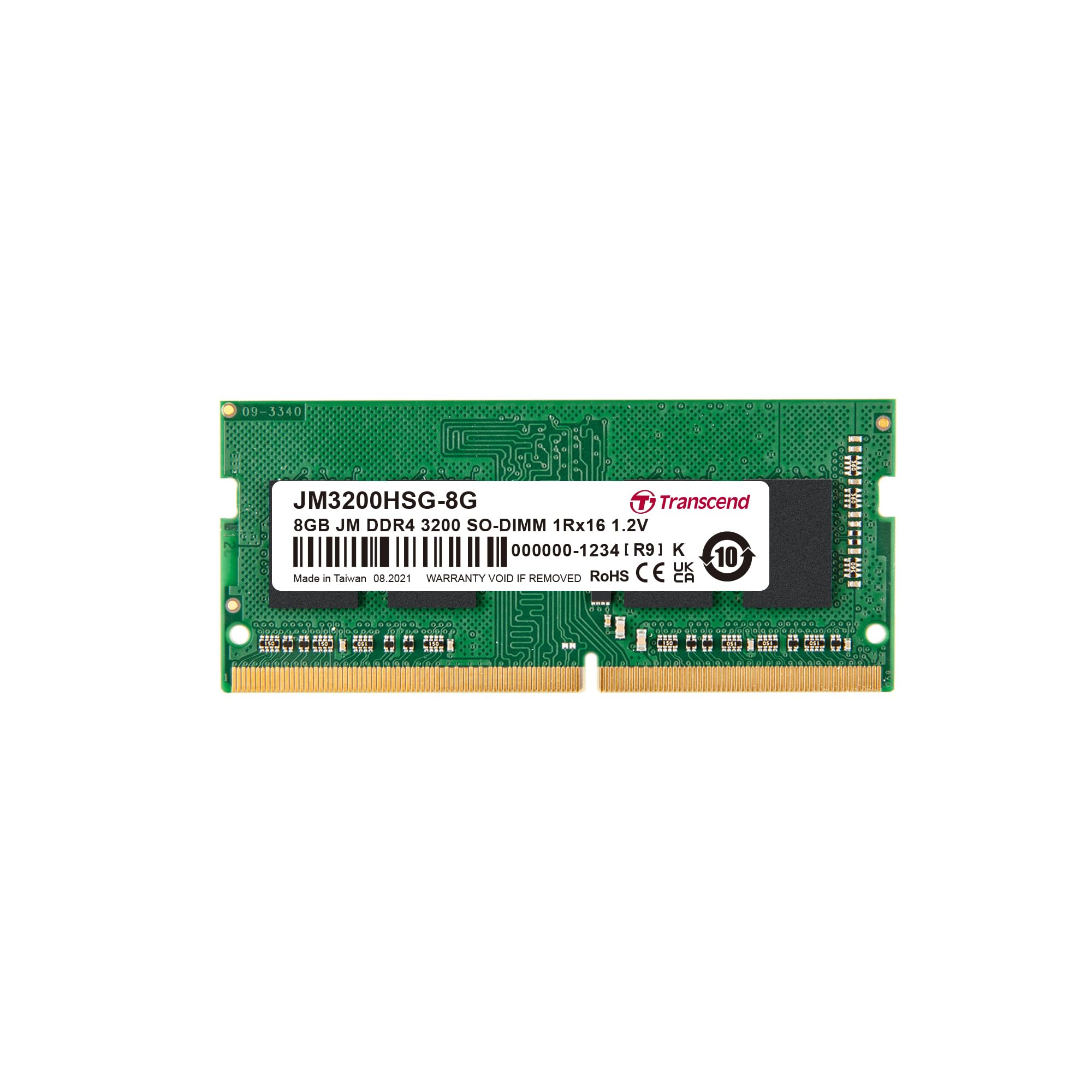 Transcend DDR4 DRAM Module (JetRam) SO DIMM 3200 Mbps 1Gx16 8GB (JM3200HSG 8G)