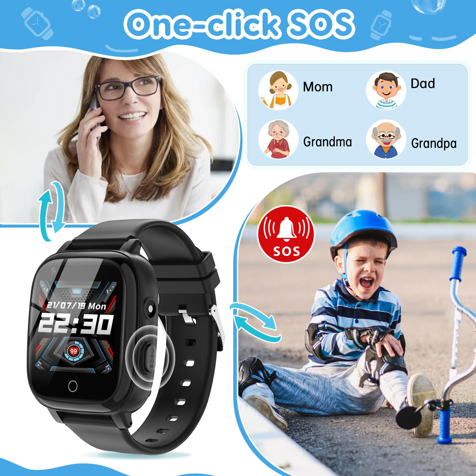 Cjc 4G Smart Watch For Kids With Gps Tracker, Texting And Calling, Kids Watch For Ages 4-12 - Includes 2 Way Call, Video Call, C