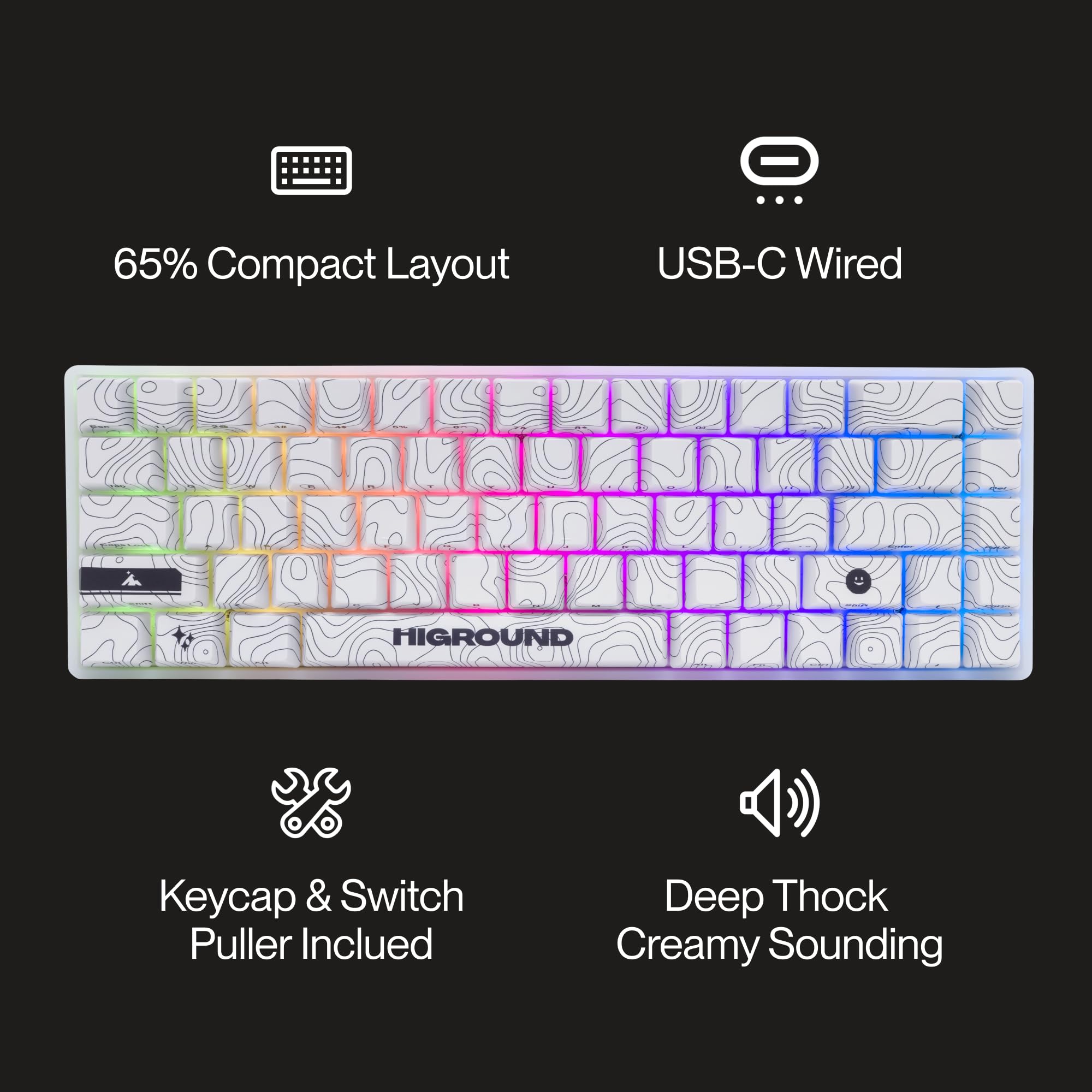 Higround Trailhead 65% Mechanical Usb Wired Gaming Keyboard, Ttc Linear Custom Switches, Programable Rgb, Hot Swappable, Deep Th