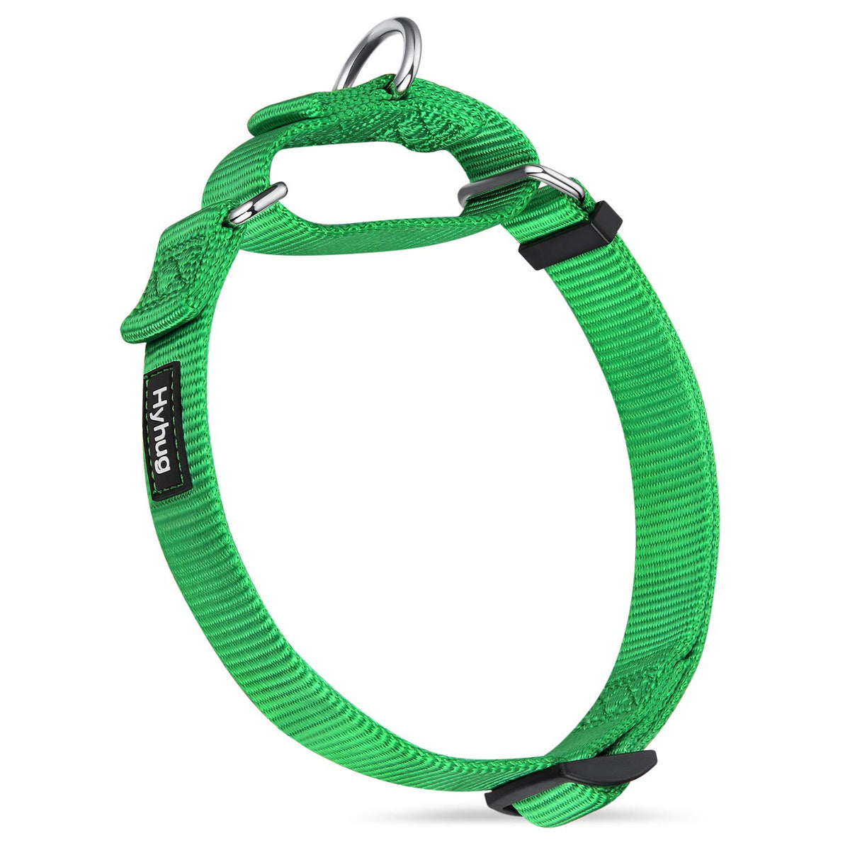 Hyhug Solid Color Nylon Martingale Collar, Heavy Duty Escape Proof Pup Dog Collar (Small, Lime Green)