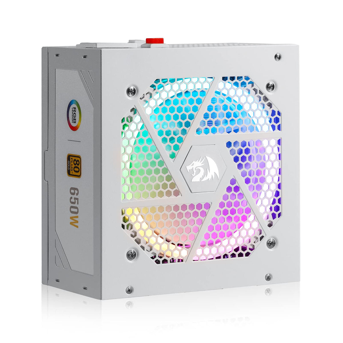 Redragon Psu013 80+ Gold 650 Watt Atx Fully Modular Power Supply W/ 80 Plus Gold Certified, Compact 160Mm Size And Low Noise Rgb