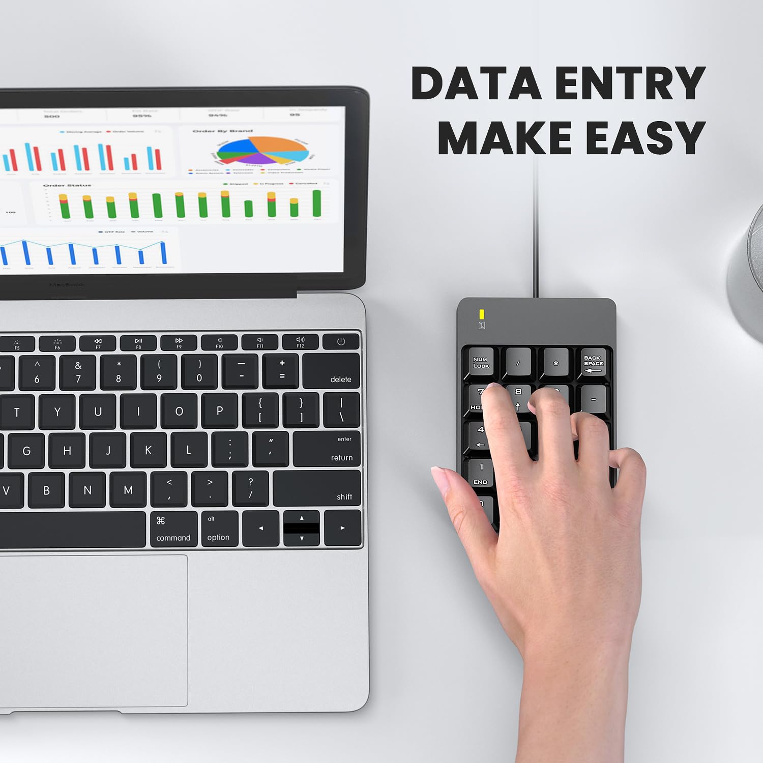 Wired Number Pad, Usb Numeric Keypad 19 Key Number Keypad Keyboard For Laptop Pc Computer Notebook, Big Print Letters   Black