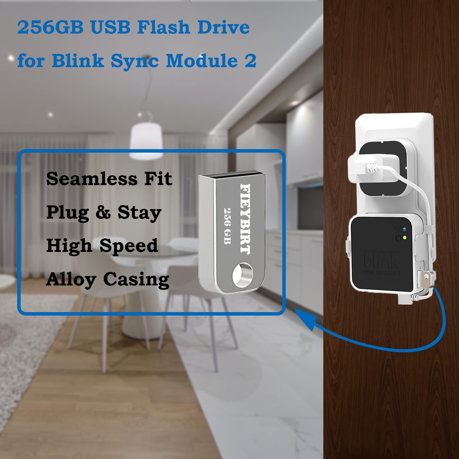 256Gb Blink Usb Flash Drive And Sync Module 2 Mount, Space Saving And Easy Move Mount Bracket Holder For Blink Outdoor Indoor Se