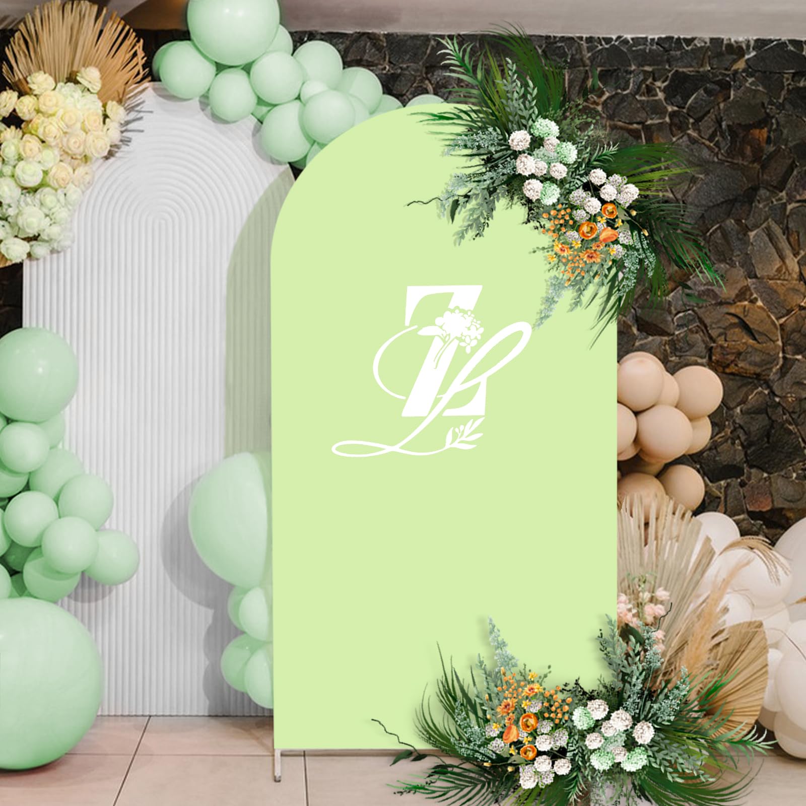Babenest 7.2Ft Green Wedding Arch Cover, Spandex Fitted Arch Backdrop Cover For Photography, Round Top Chiara Stand Cover For Pa
