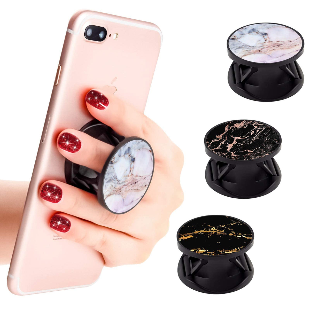 3 Pack New Version Phone Holder Black White Marble Grip Stand Finger Holder For Smartphone And Tablets