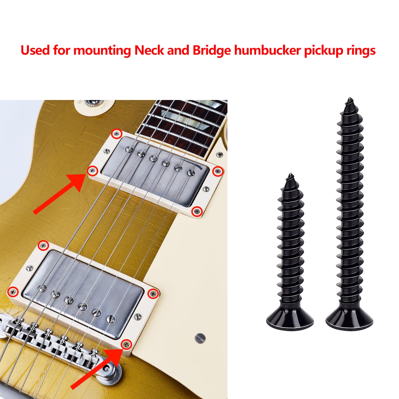 Banworks Imperial Guitar Humbucker Pickup Frame Mounting Screws Set Flat Head Countersunk Pickup Ring Mounting Screws Kit For Gi