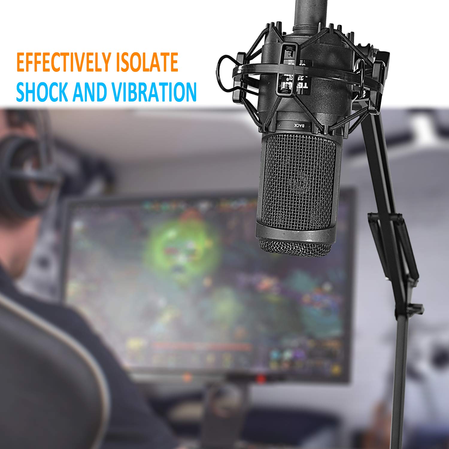 Sunmon At2020 Shock Mount, Shock Mount Stand Reduces Vibration Noise For Audio Technica At2020 At2035 At4040 At2020Usb Atr2500X