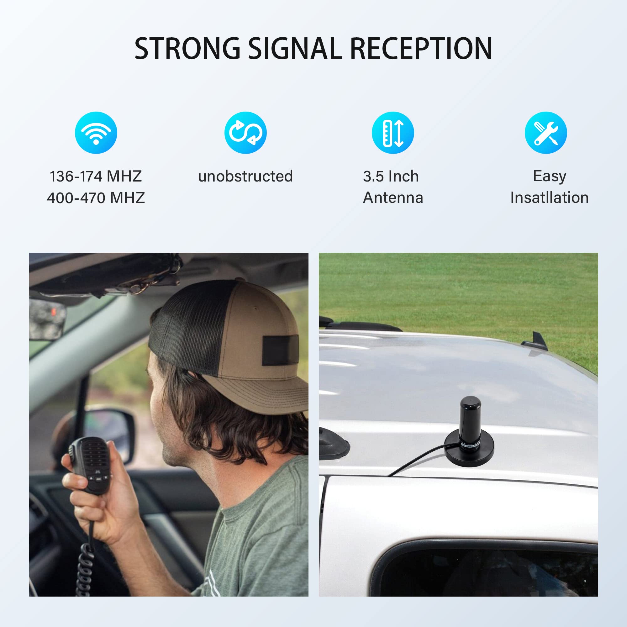 Anina 3.5 Inch Nmo Dual Band Vhf Uhf Antenna With Magnetic Antenna Base Pl 259 Rg58 Coaxial Cable Nmo Mount Cap For Cb Ham Radio