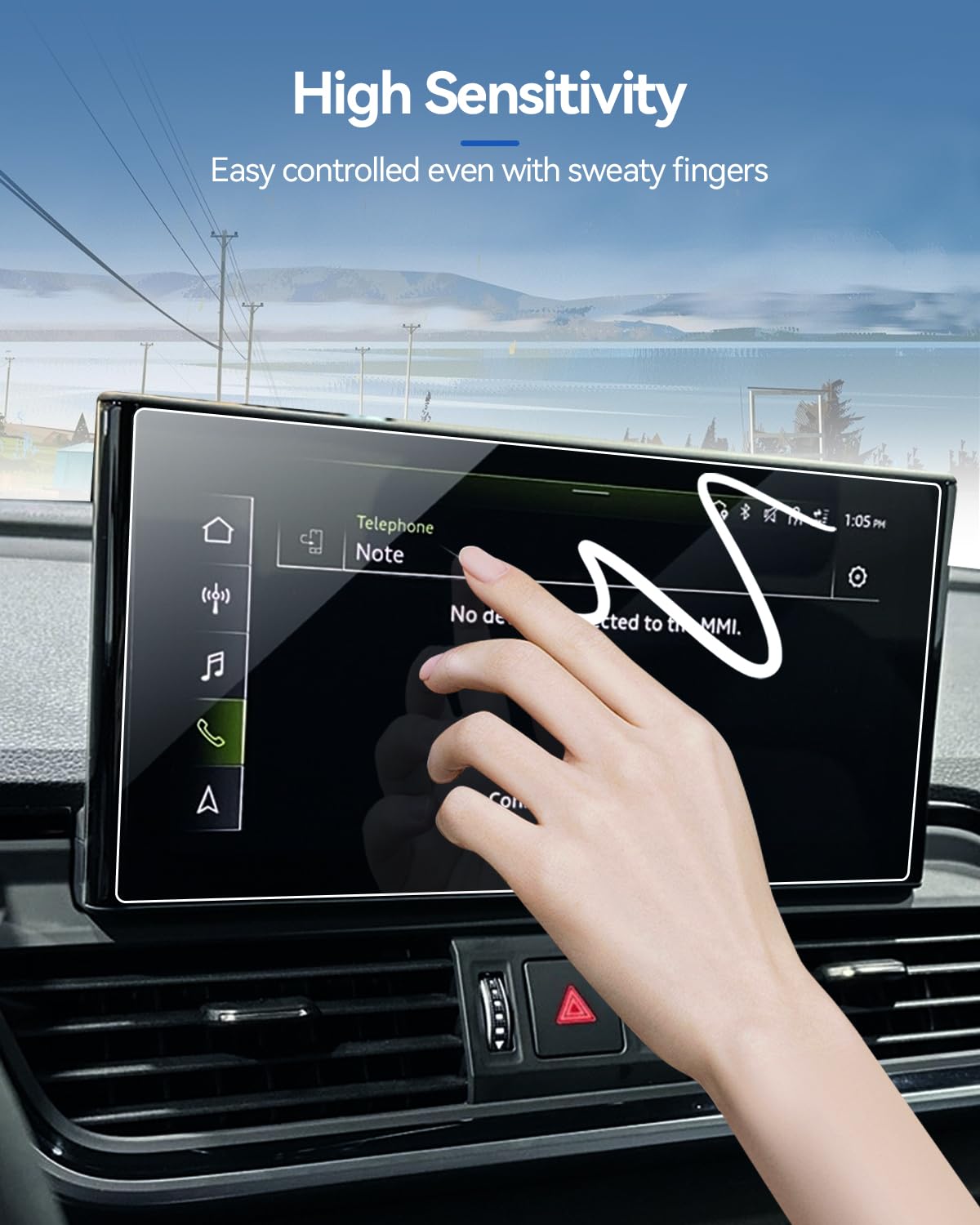 Lantu Car Screen Protector For 2024 2023 2022 2021 2020 Audi A4 A5 Q5 Accessories Navigation Touchscreen Protector Film Tempered