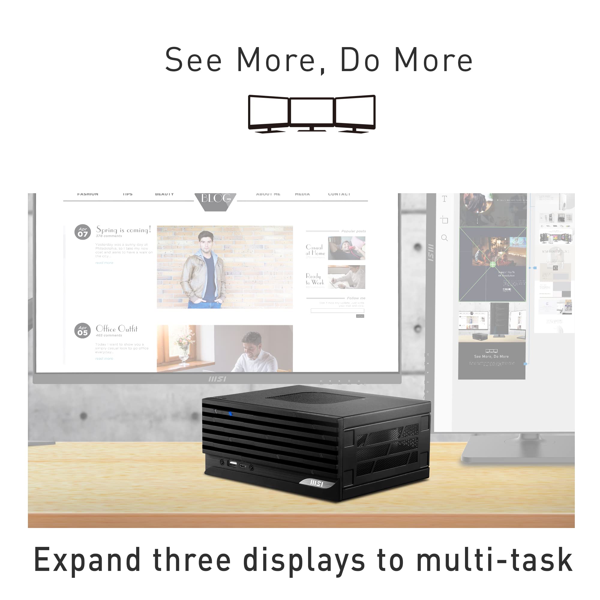 Msi Pro Dp20Za (Mff) Desktop, Amd Ryzen R7-5700G, Radeon Vega 7, 16Gb Memory, 500Gb Ssd, Wifi 5, Usb Type-C, Black, Windows 11 H