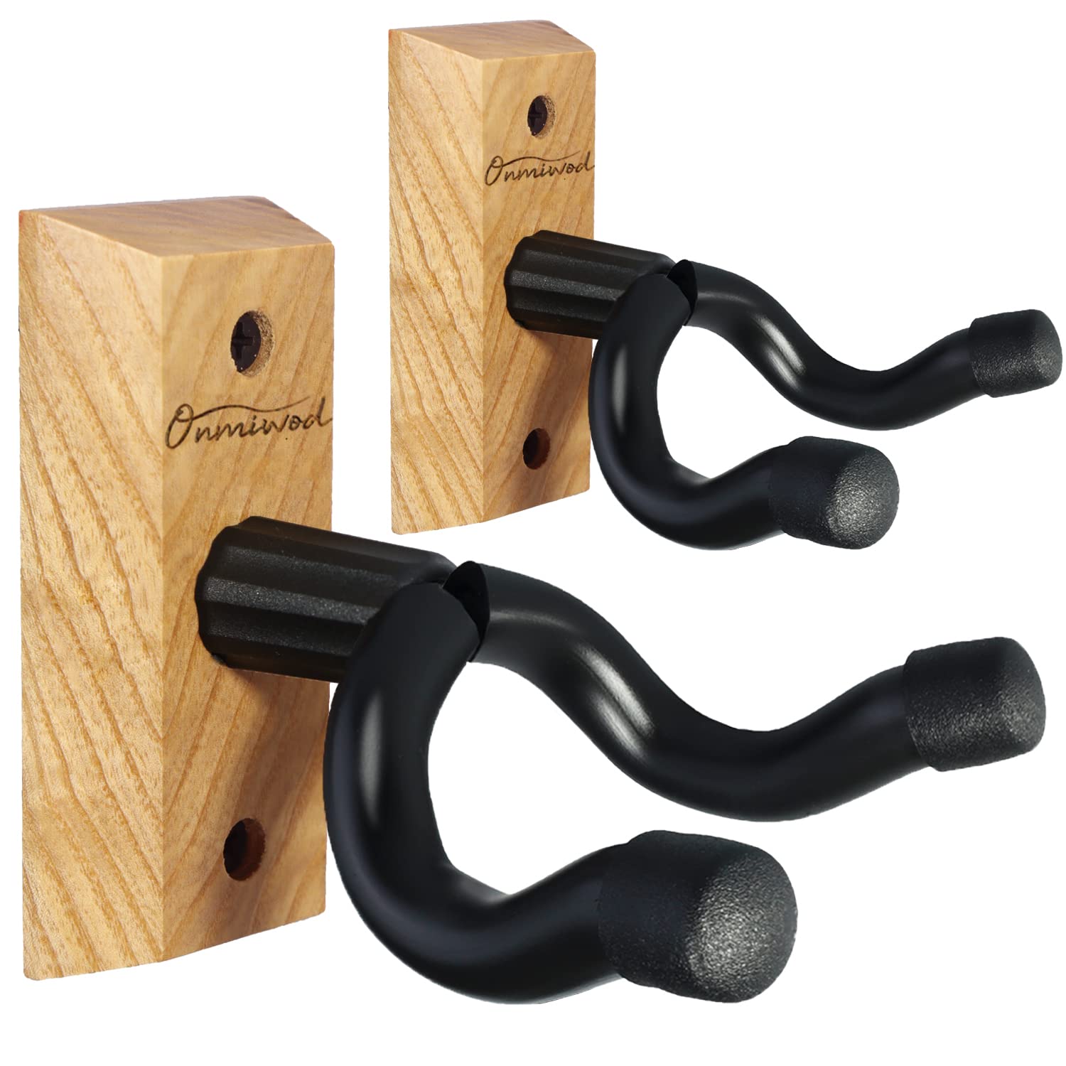 Onmiwod Guitar Wall Mount 2 Pack, Ash Hardwood Guitar Hanger, U-Shaped Guitar Wall Hanger Mount, Guitar Holder Hook Stand Wall f