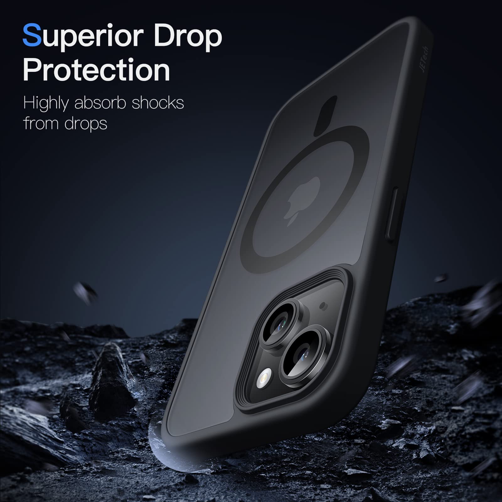 JETech Magnetic Case for iPhone 14 Plus 6.7 - Slim Shockproof Cover with Translucent Matte Back, Compatible with MagSafe, Black