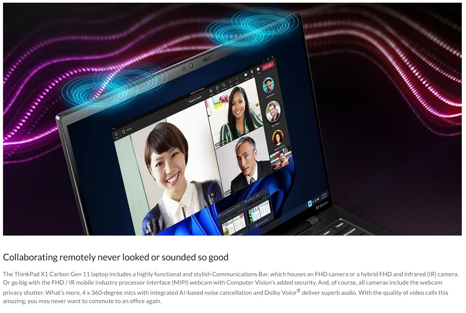 Lenovo Gen 11 Thinkpad X1 Carbon Laptop With Intel Core I7-1365U Vpro Processor, 14 Wuxga 100% Srgb Anti-Glare Touchscreen, 32Gb