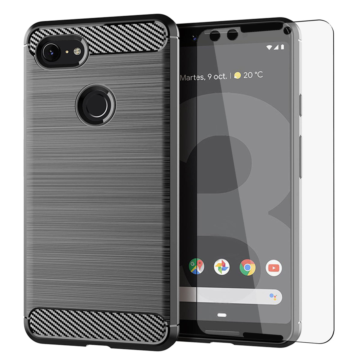 Asuwish Phone Case For Google Pixel 3 With Tempered Glass Screen Protector Cover And Slim Thin Soft Tpu Mobile Rugged Cell Acces