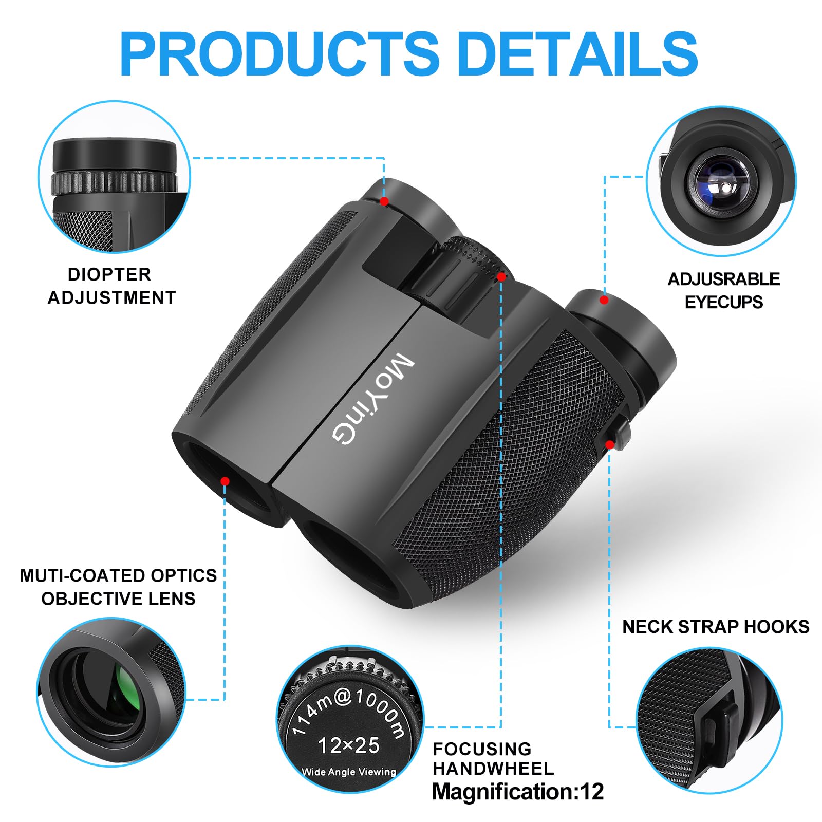 12X25 High Powered Binoculars For Adults, Waterproof Compact Binoculars With Clear Low Light Vision, Small Binoculars For Bird W