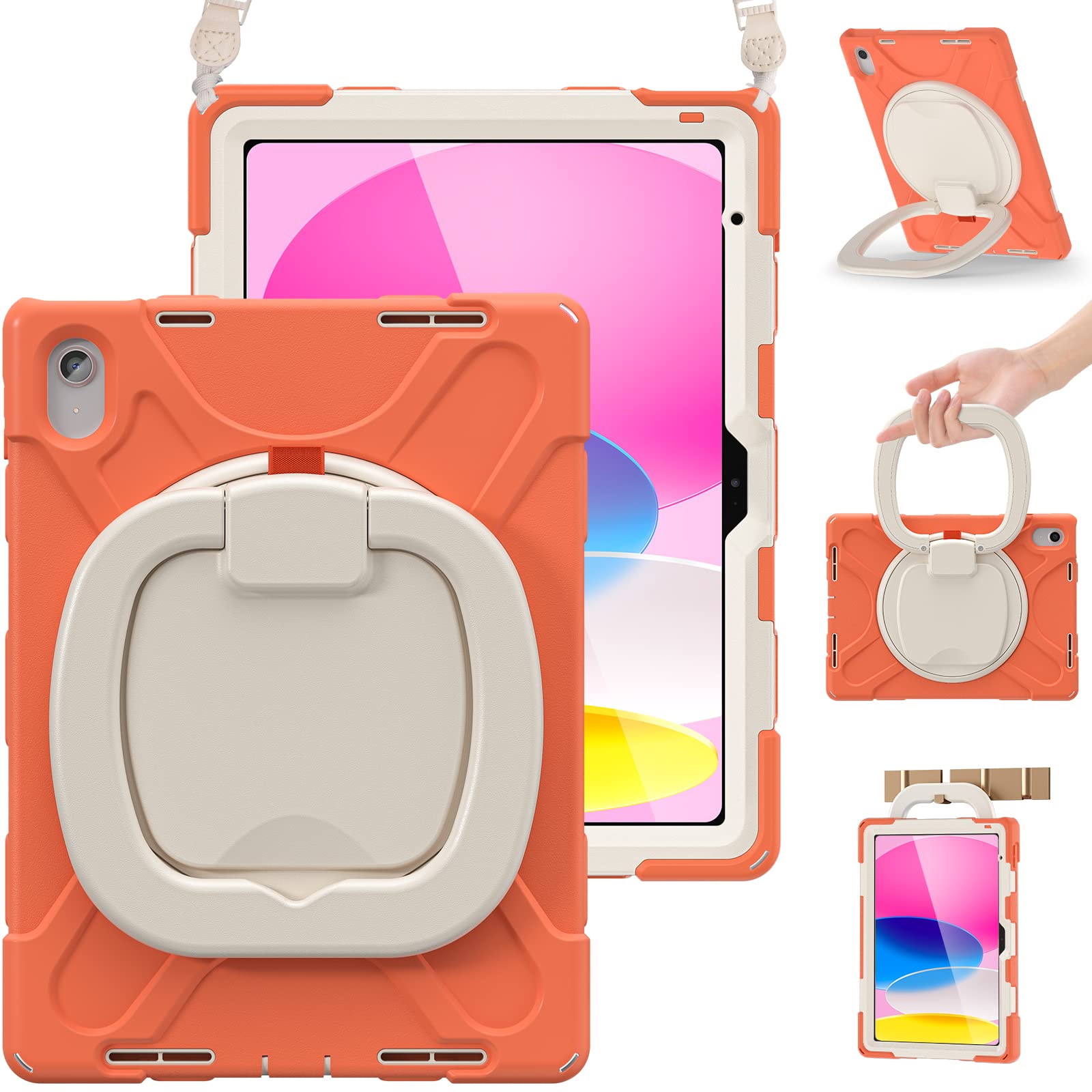 BRAECN Kids Case for iPad (A16) 11th/10th Generation 11   /10.9 2025/2022, Rugged Silicone Cover with Screen Protector/Swivel